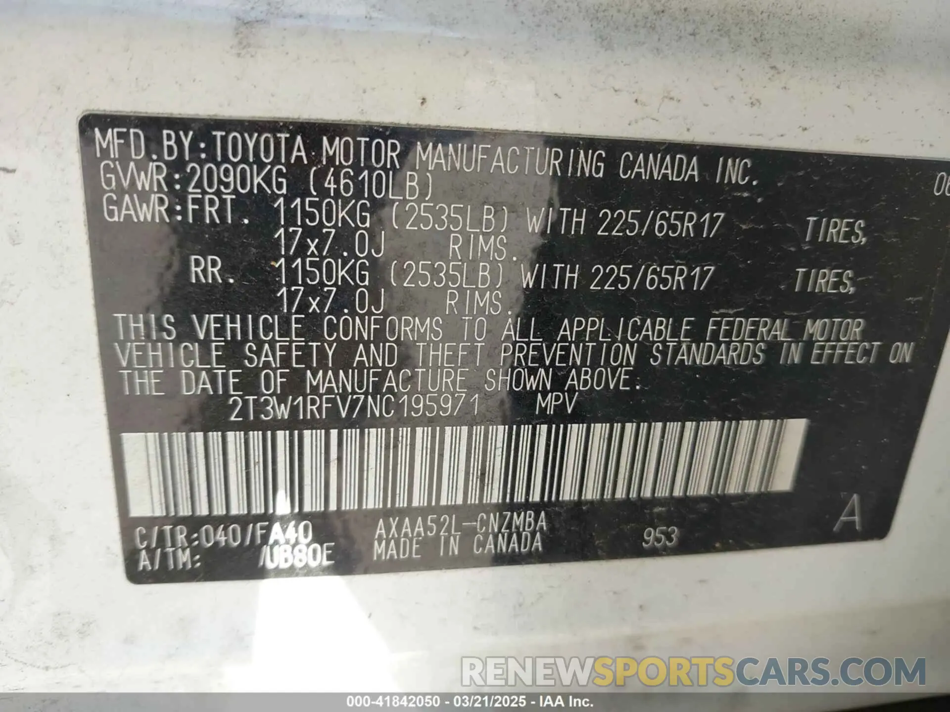 9 fotografías del automóvil dañado 2T3W1RFV7NC195971 TOYOTA RAV4 2022