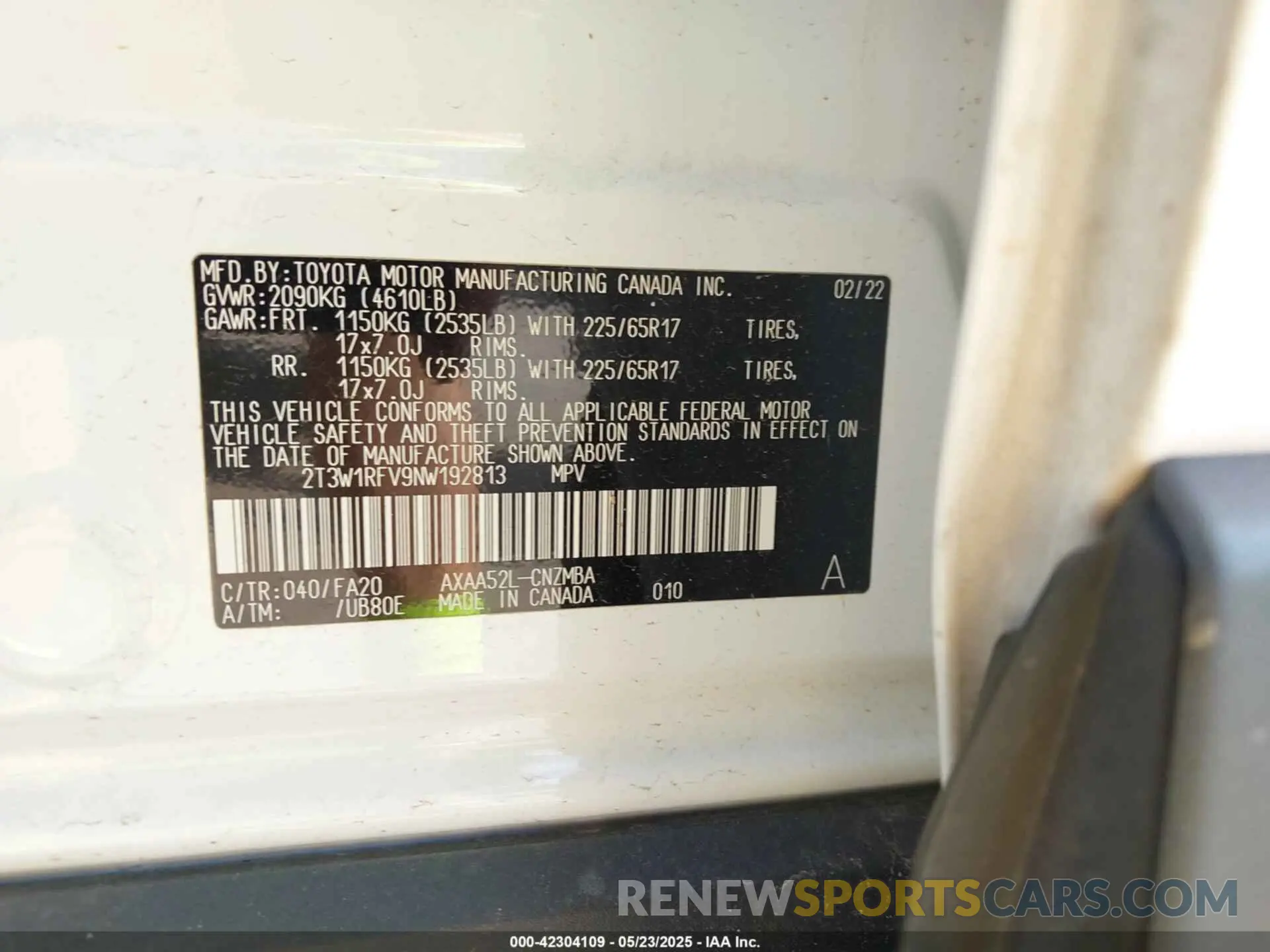9 fotografías del automóvil dañado 2T3W1RFV9NW192813 TOYOTA RAV4 2022