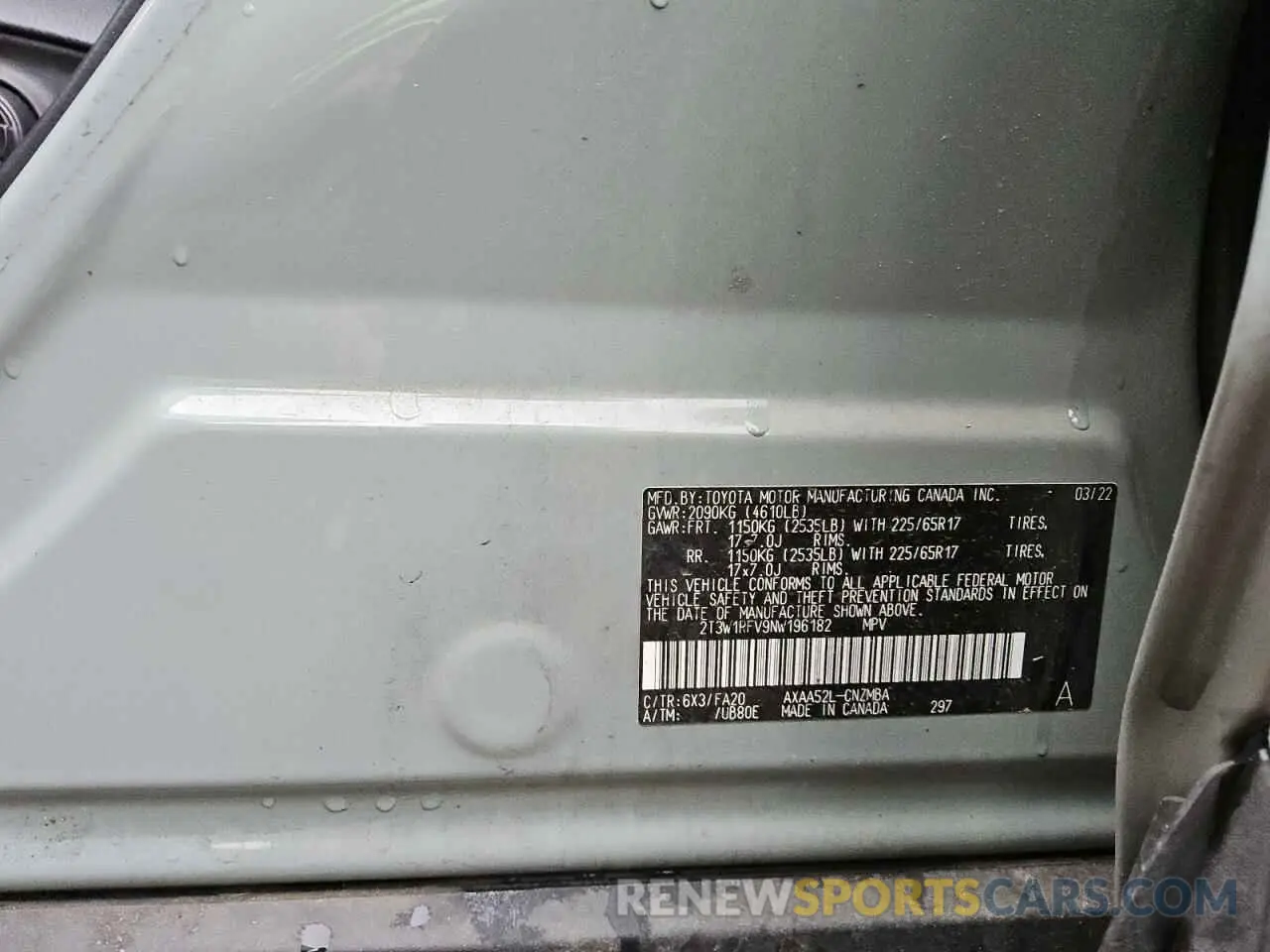 13 fotografías del automóvil dañado 2T3W1RFV9NW196182 TOYOTA RAV4 2022