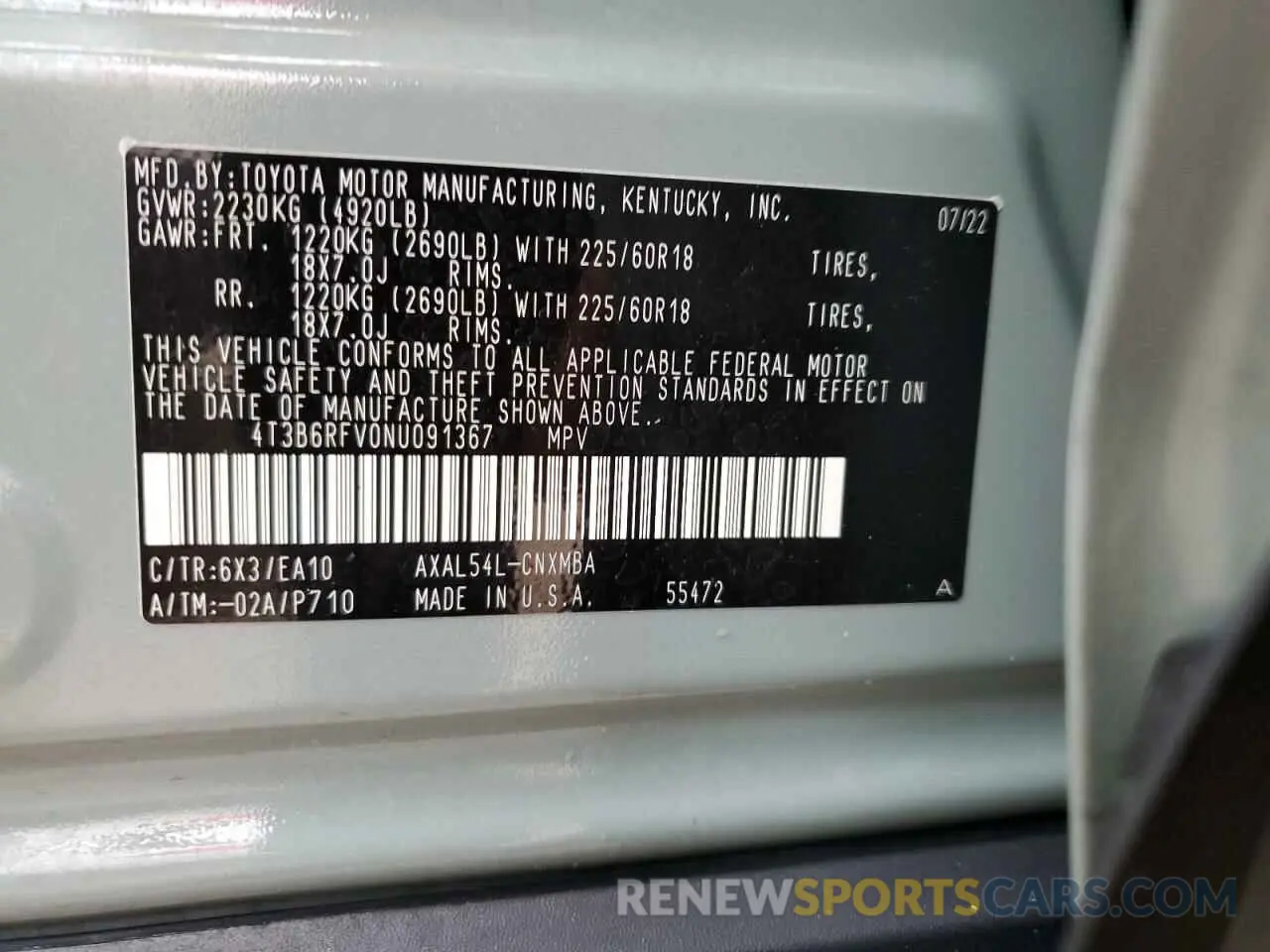 13 fotografías del automóvil dañado 4T3B6RFV0NU091367 TOYOTA RAV4 2022