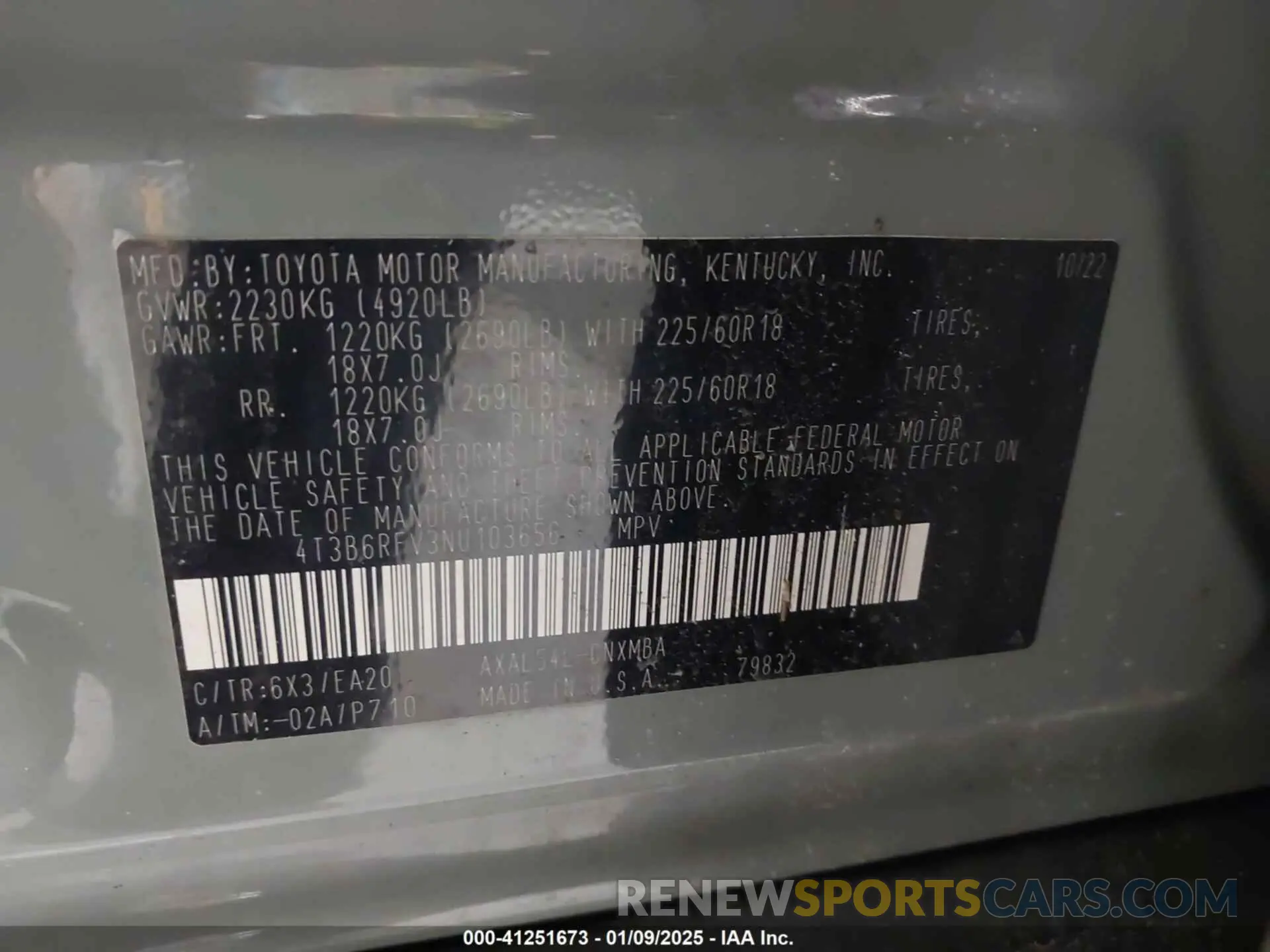 9 fotografías del automóvil dañado 4T3B6RFV3NU103656 TOYOTA RAV4 2022