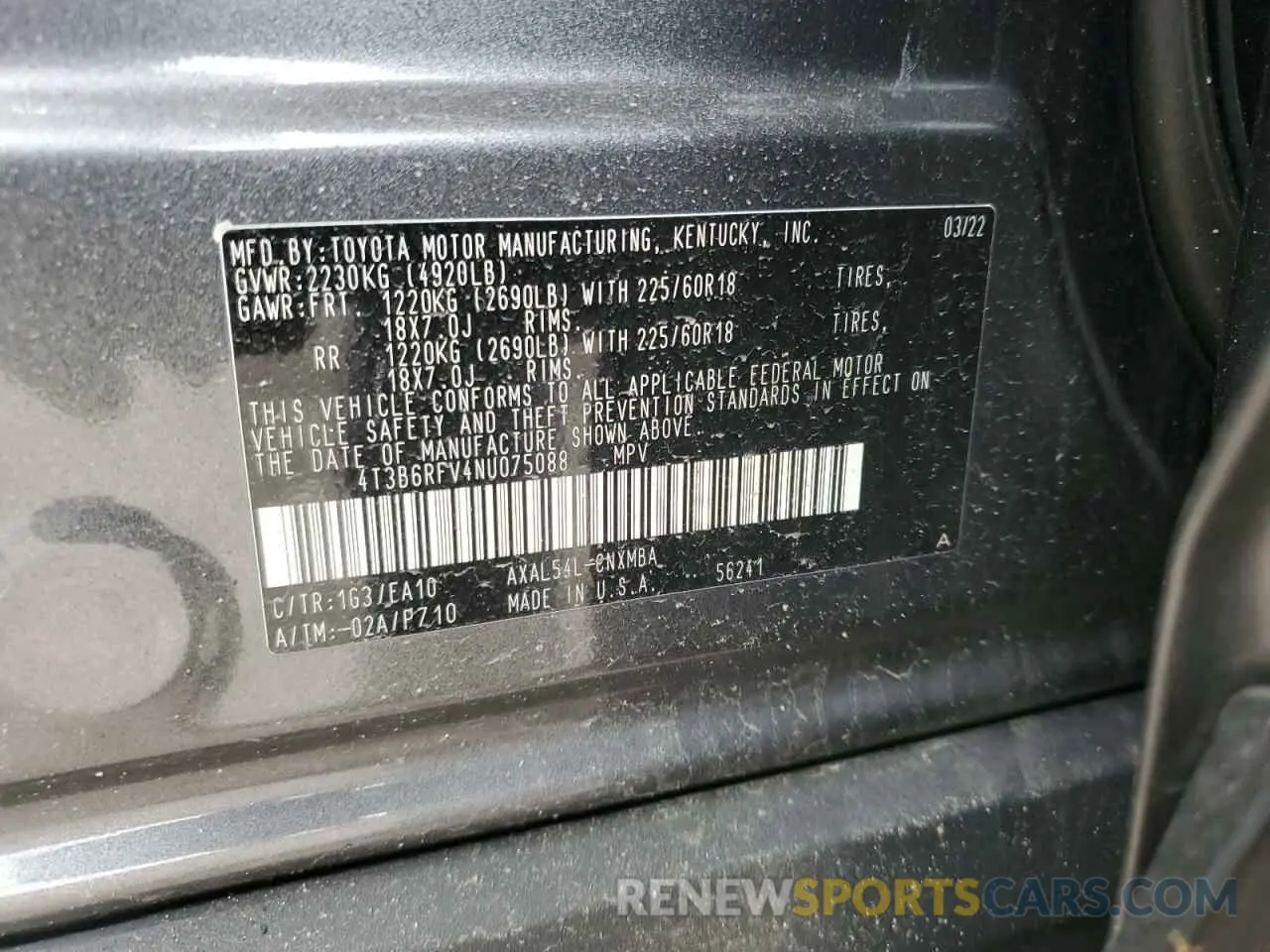 15 fotografías del automóvil dañado 4T3B6RFV4NU075088 TOYOTA RAV4 2022
