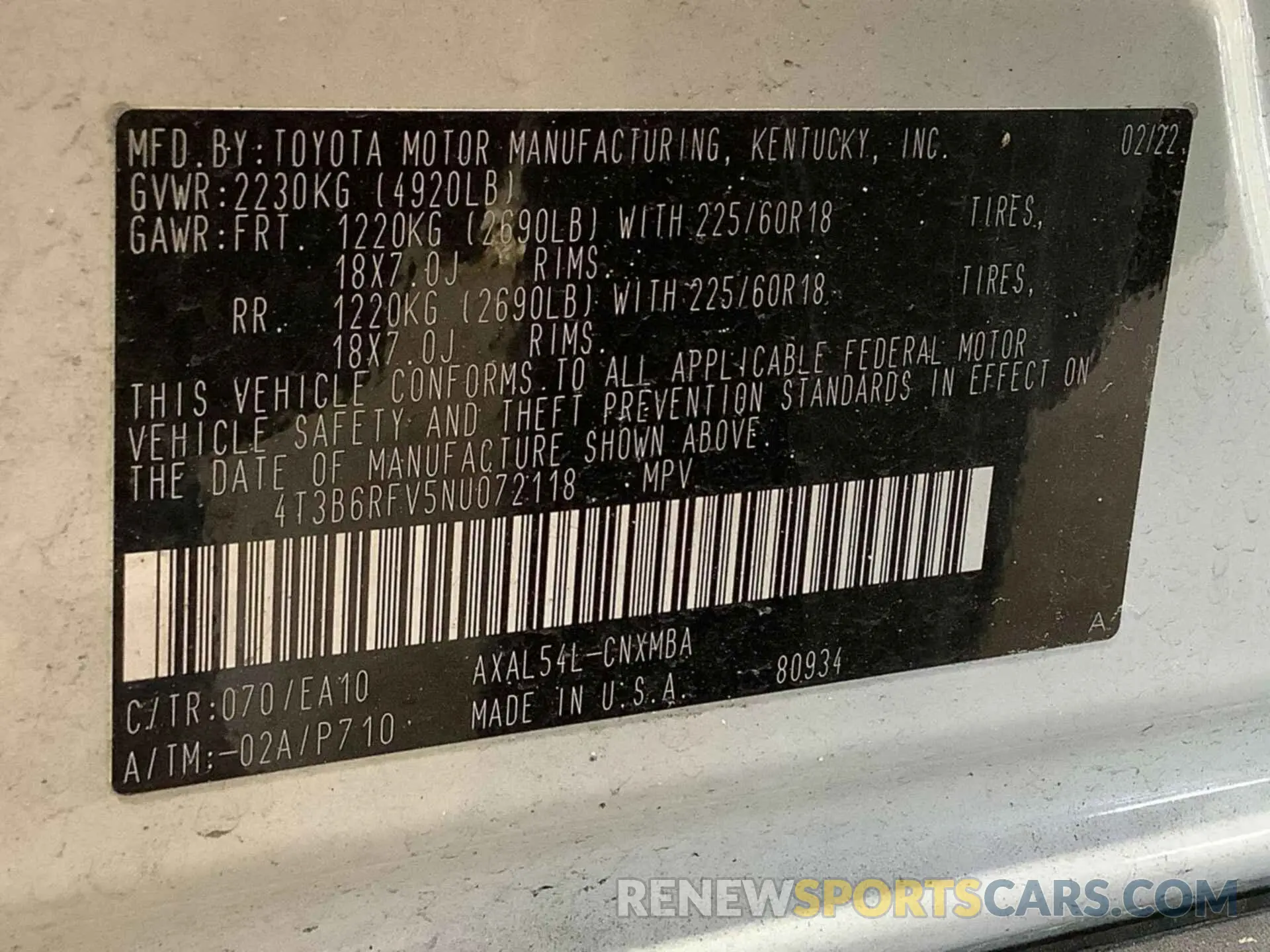 15 fotografías del automóvil dañado 4T3B6RFV5NU072118 TOYOTA RAV4 2022