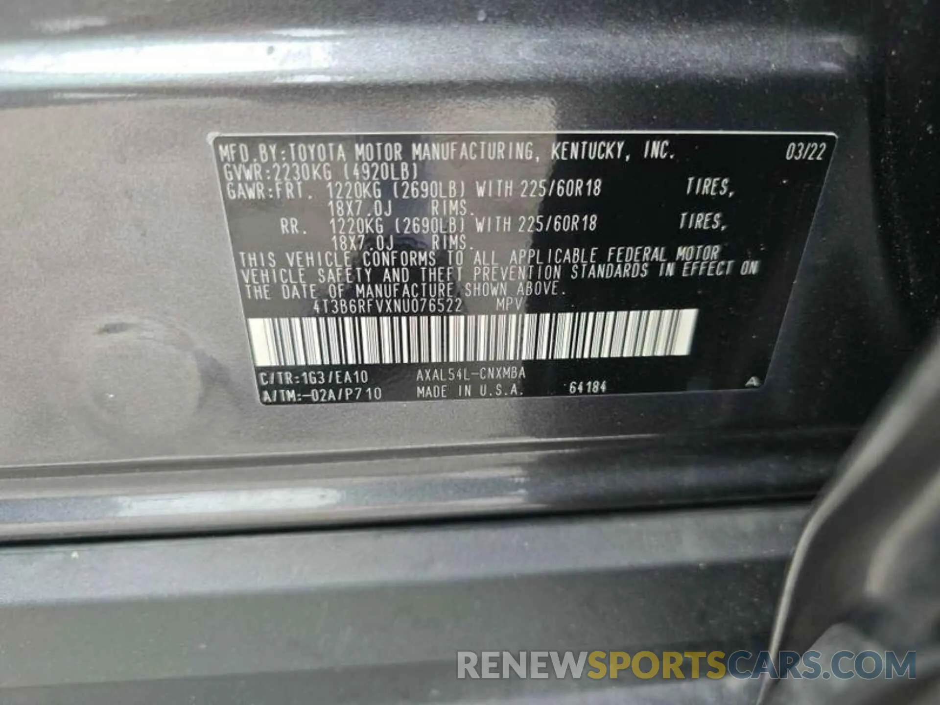 15 fotografías del automóvil dañado 4T3B6RFVXNU076522 TOYOTA RAV4 2022