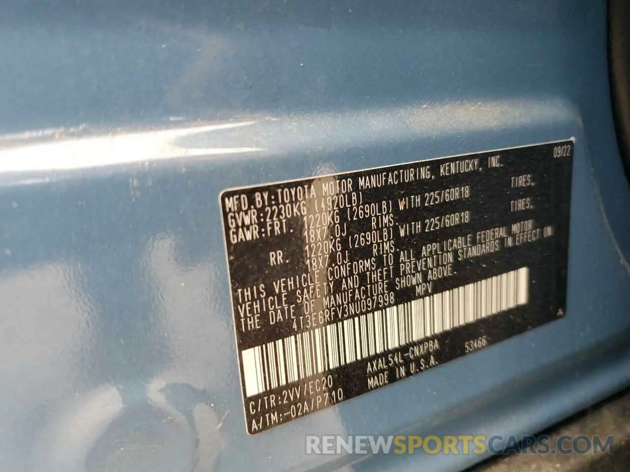 13 fotografías del automóvil dañado 4T3E6RFV3NU097998 TOYOTA RAV4 2022