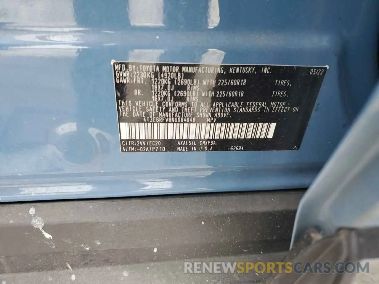 14 fotografías del automóvil dañado 4T3E6RFV8NU084048 TOYOTA RAV4 2022
