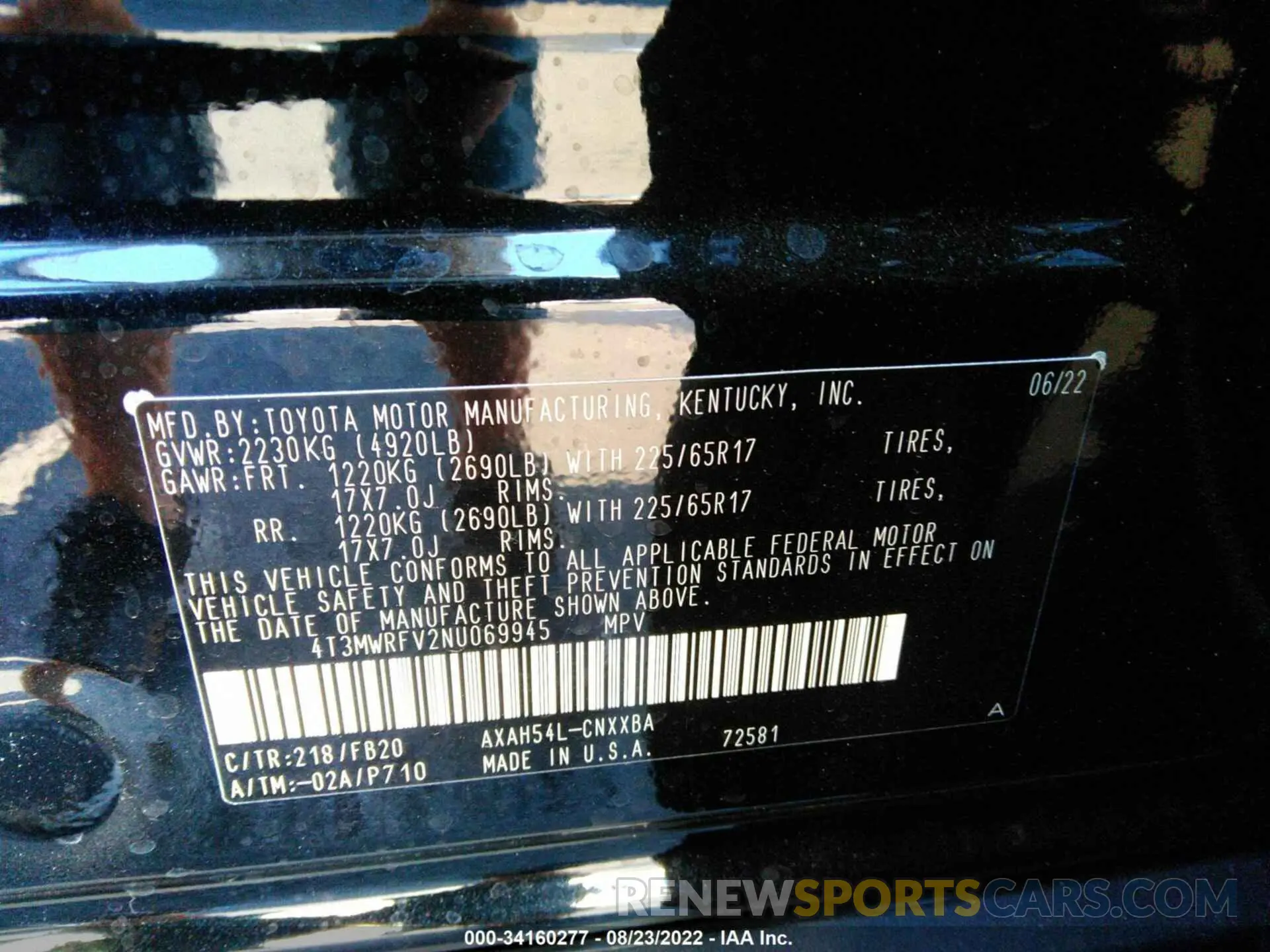 9 fotografías del automóvil dañado 4T3MWRFV2NU069945 TOYOTA RAV4 2022