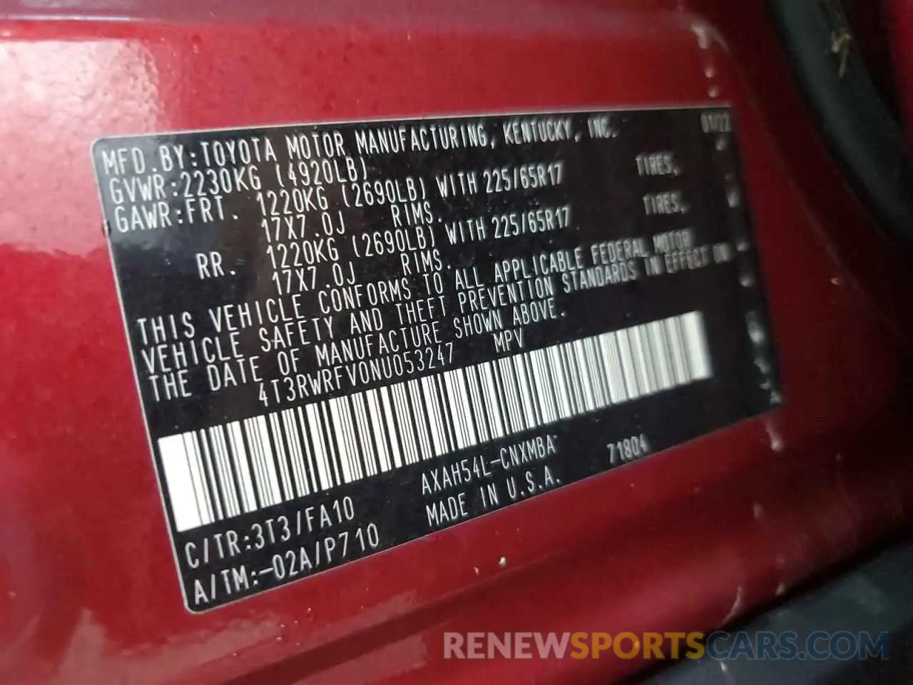 14 fotografías del automóvil dañado 4T3RWRFV0NU053247 TOYOTA RAV4 2022