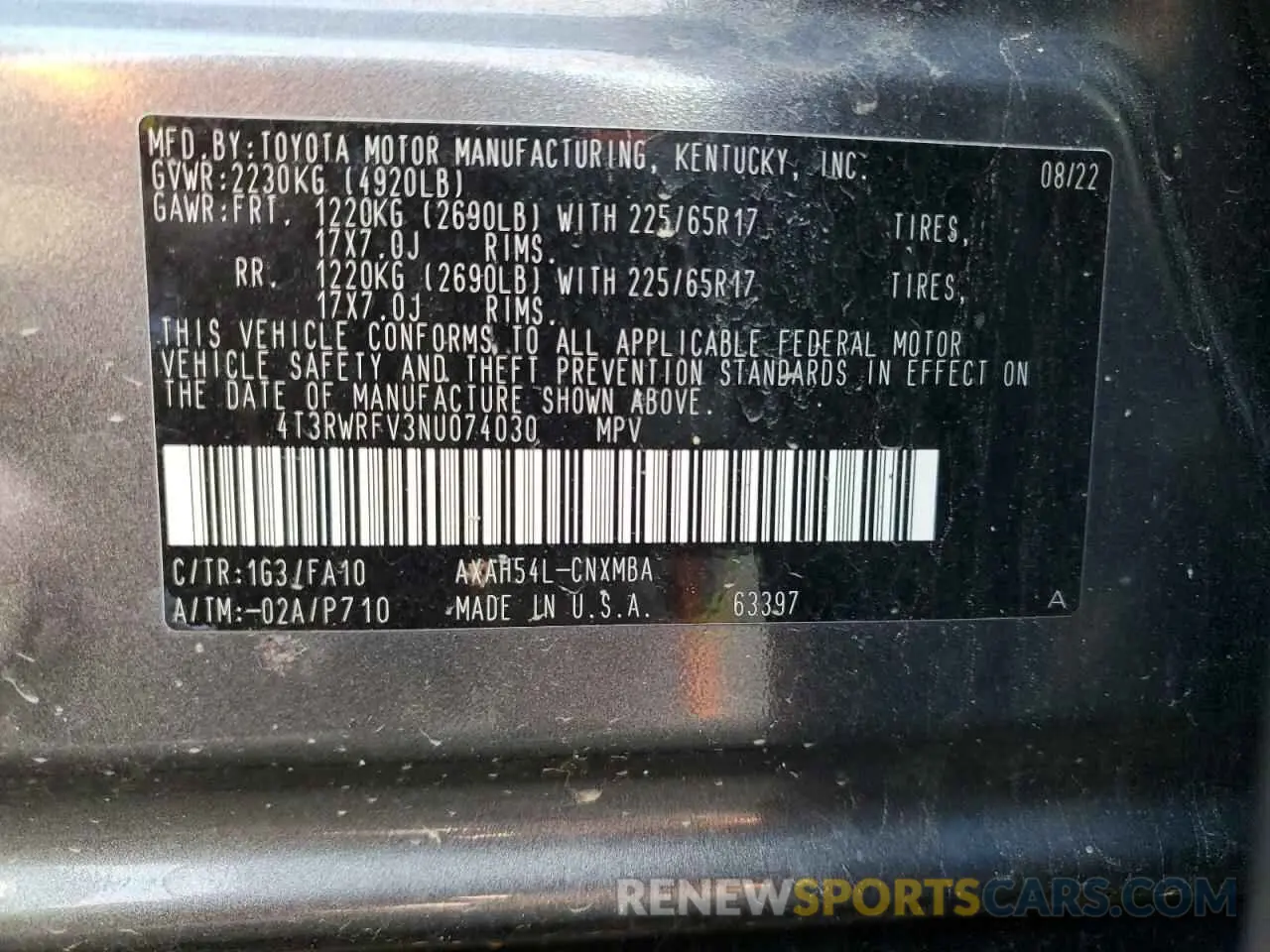 16 fotografías del automóvil dañado 4T3RWRFV3NU074030 TOYOTA RAV4 2022