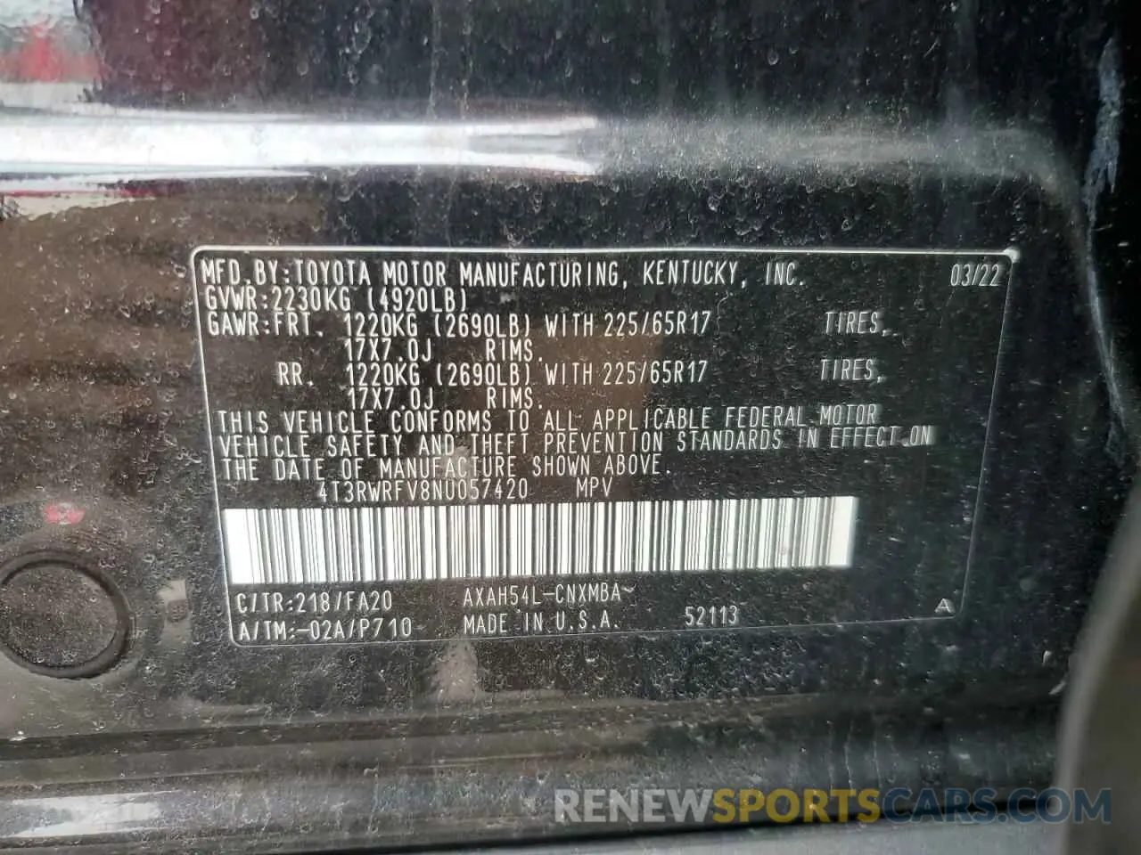 13 fotografías del automóvil dañado 4T3RWRFV8NU057420 TOYOTA RAV4 2022