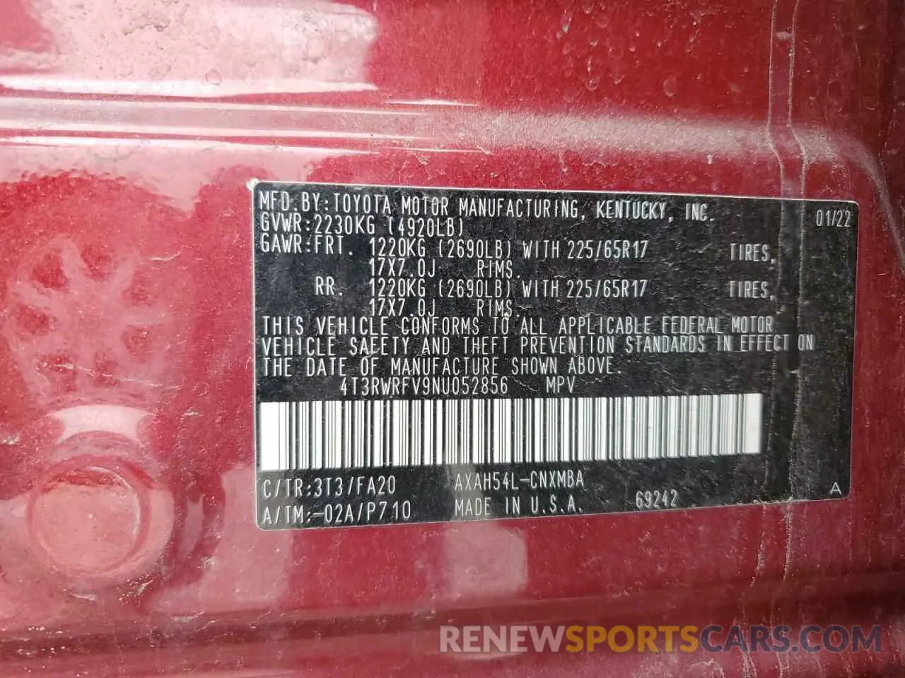12 fotografías del automóvil dañado 4T3RWRFV9NU052856 TOYOTA RAV4 2022
