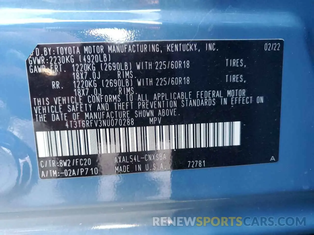 16 fotografías del automóvil dañado 4T3T6RFV3NU070288 TOYOTA RAV4 2022