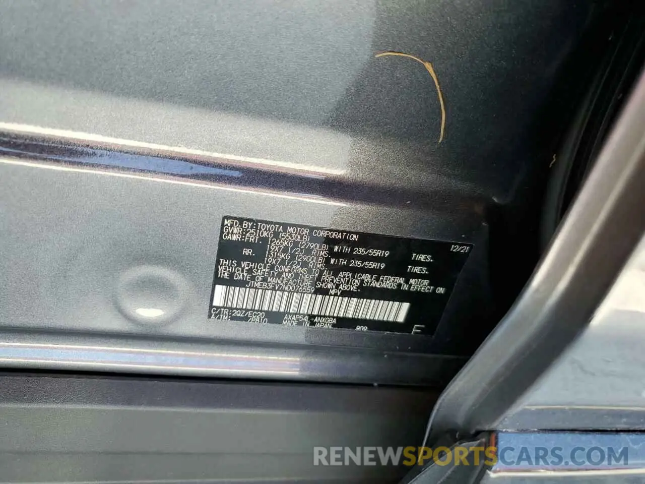 13 fotografías del automóvil dañado JTMEB3FV7ND076559 TOYOTA RAV4 2022