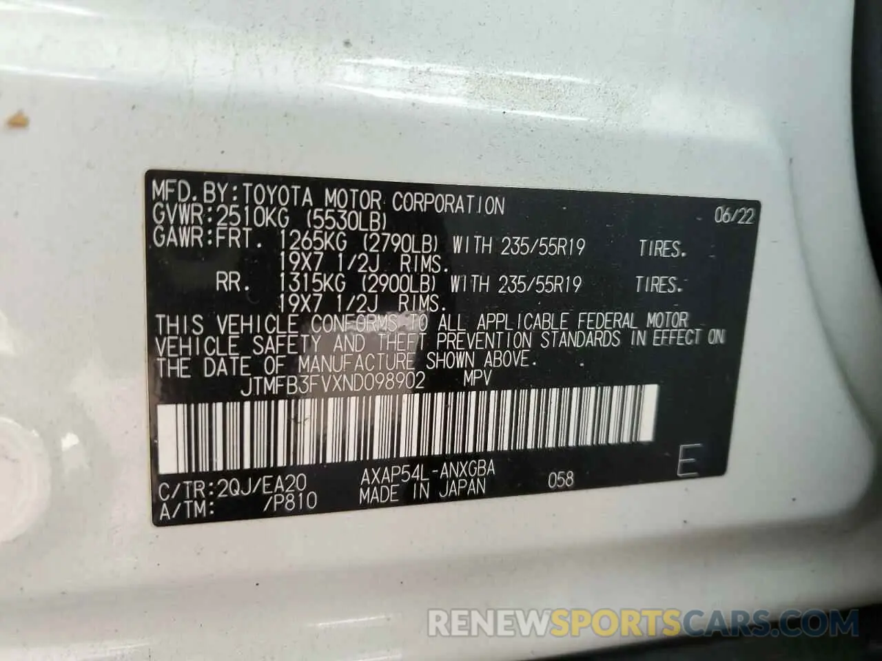 14 fotografías del automóvil dañado JTMFB3FVXND098902 TOYOTA RAV4 2022