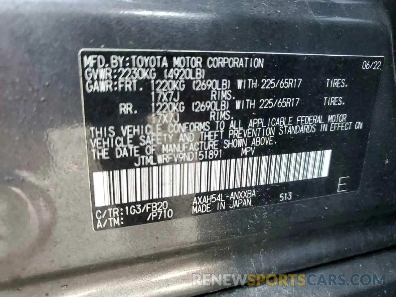 14 fotografías del automóvil dañado JTMLWRFV9ND151891 TOYOTA RAV4 2022