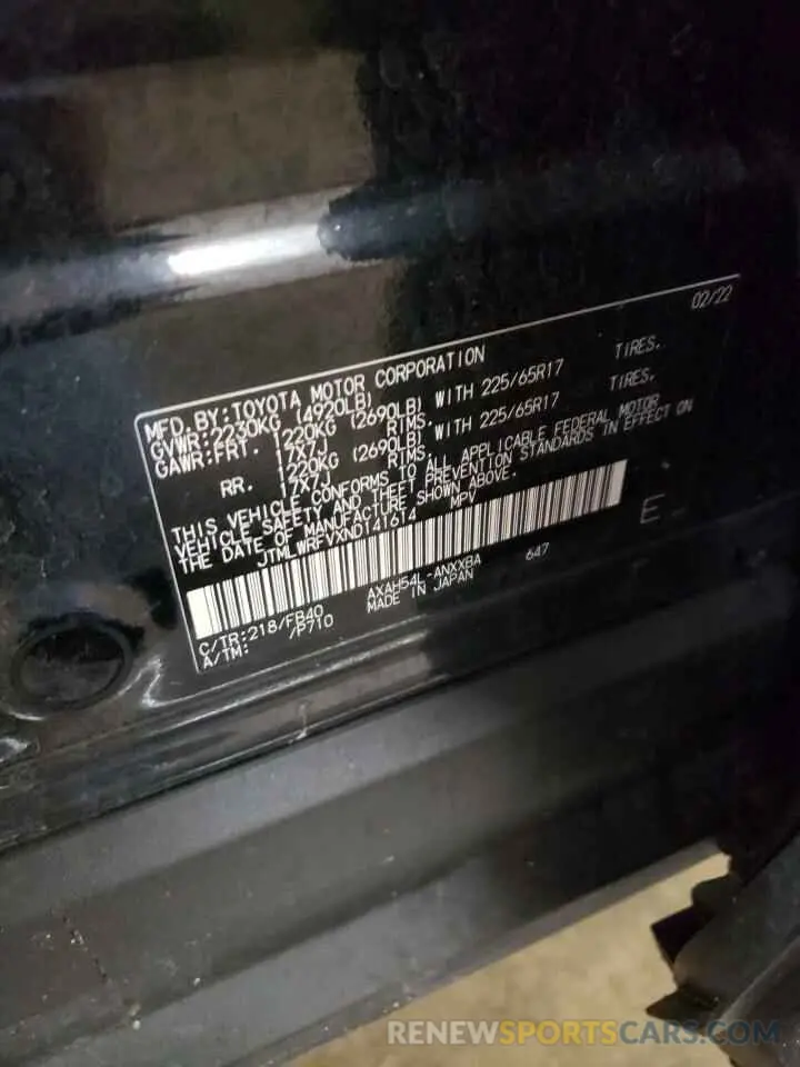 12 fotografías del automóvil dañado JTMLWRFVXND141614 TOYOTA RAV4 2022