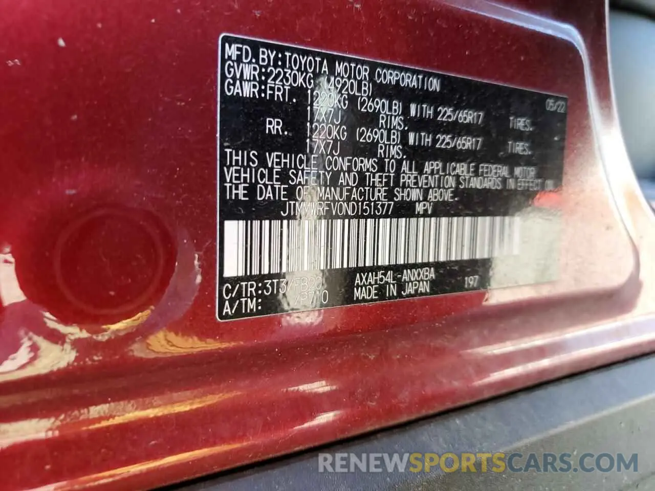 13 fotografías del automóvil dañado JTMMWRFV0ND151377 TOYOTA RAV4 2022