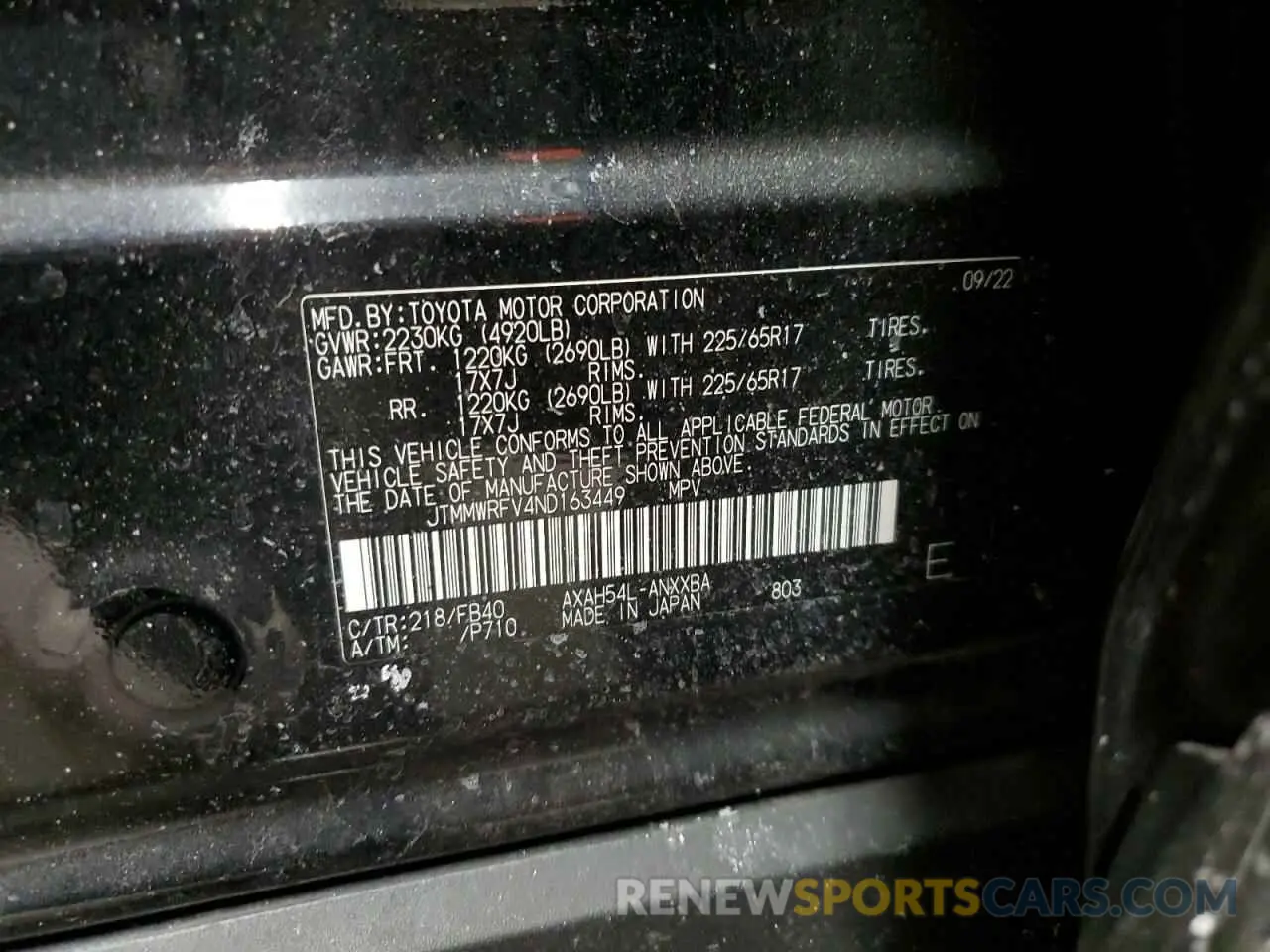 16 fotografías del automóvil dañado JTMMWRFV4ND163449 TOYOTA RAV4 2022