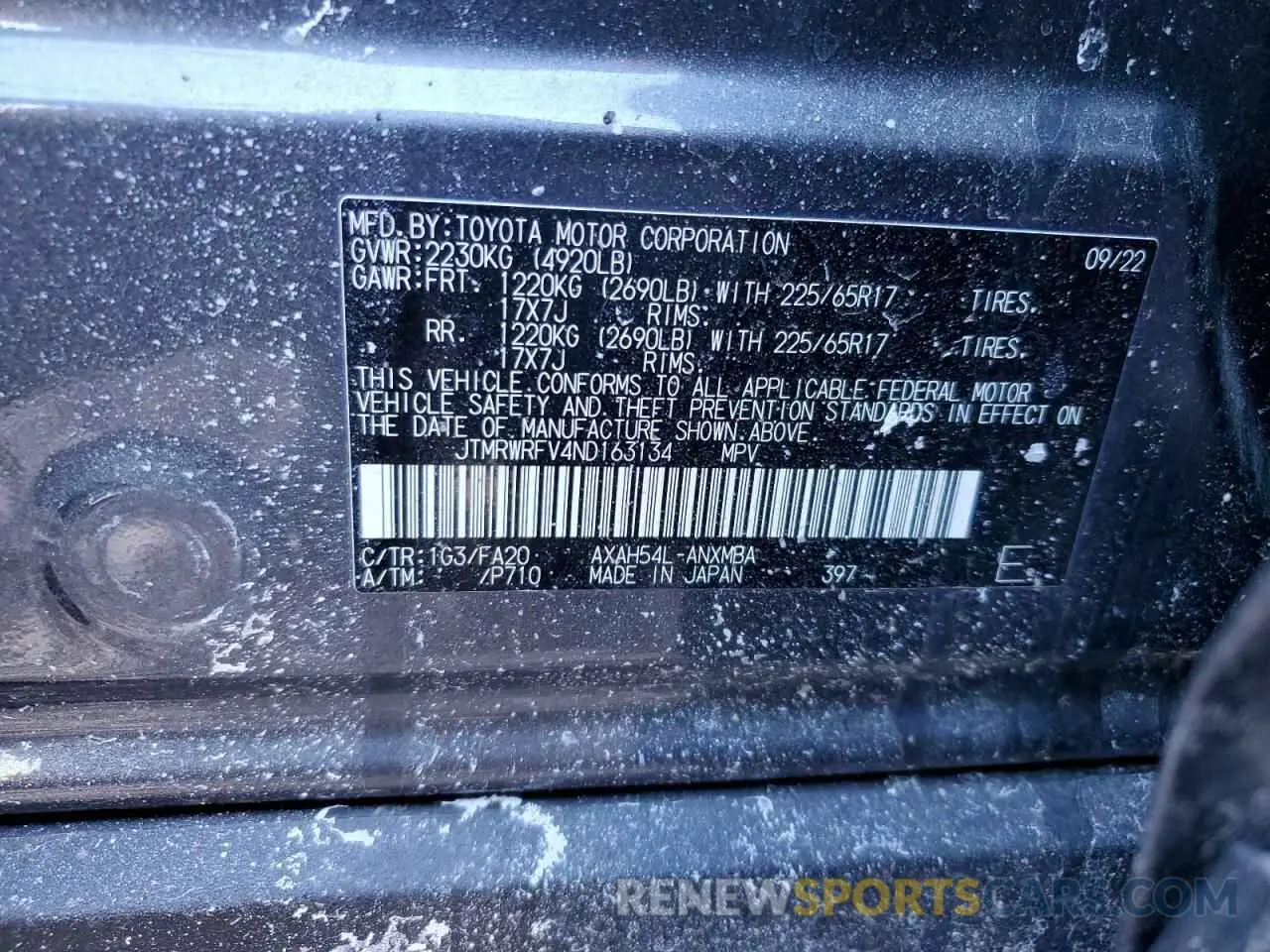 13 fotografías del automóvil dañado JTMRWRFV4ND163134 TOYOTA RAV4 2022