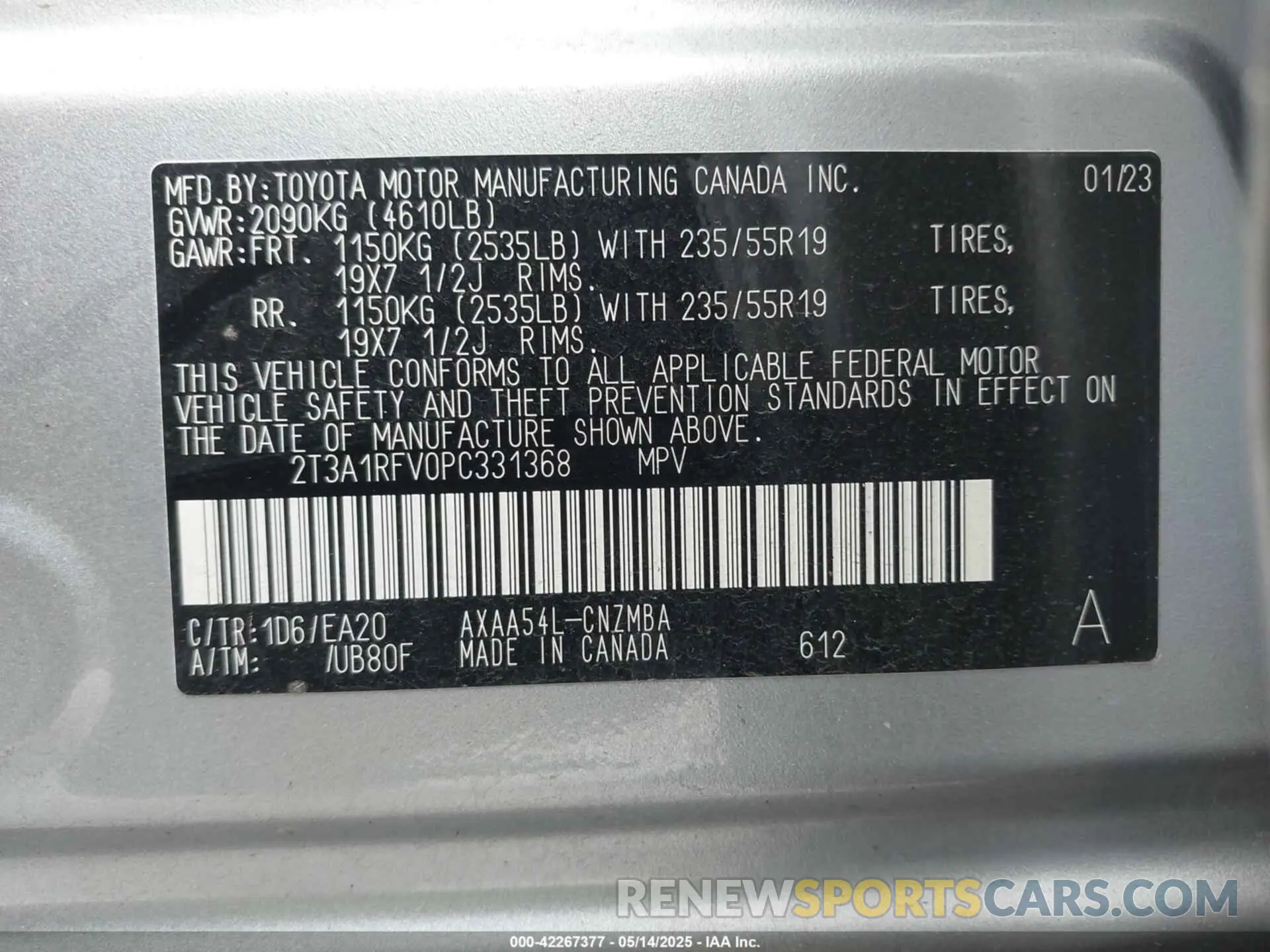 9 fotografías del automóvil dañado 2T3A1RFV0PC331368 TOYOTA RAV4 2023