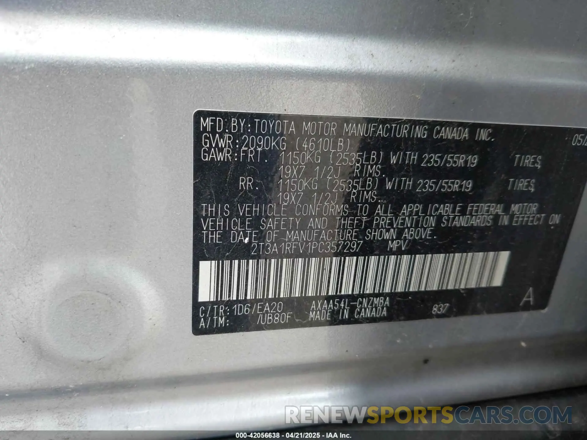9 fotografías del automóvil dañado 2T3A1RFV1PC357297 TOYOTA RAV4 2023