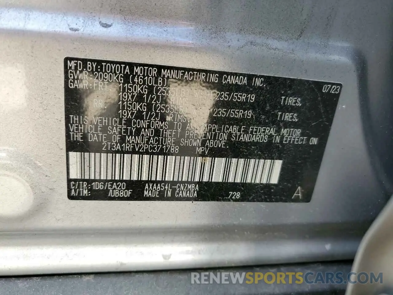 14 fotografías del automóvil dañado 2T3A1RFV2PC371788 TOYOTA RAV4 2023