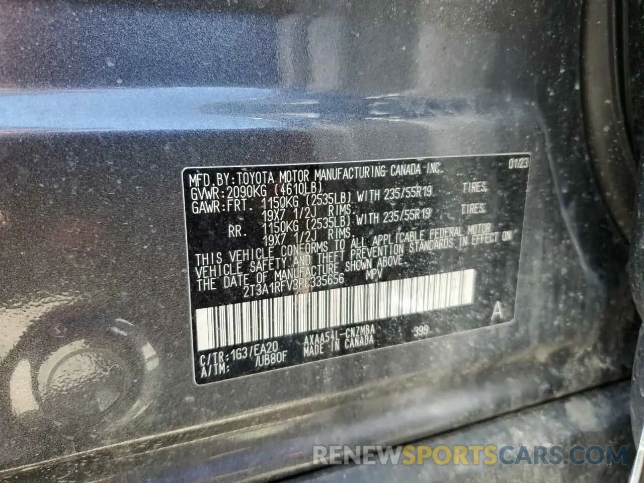 14 fotografías del automóvil dañado 2T3A1RFV3PC335656 TOYOTA RAV4 2023