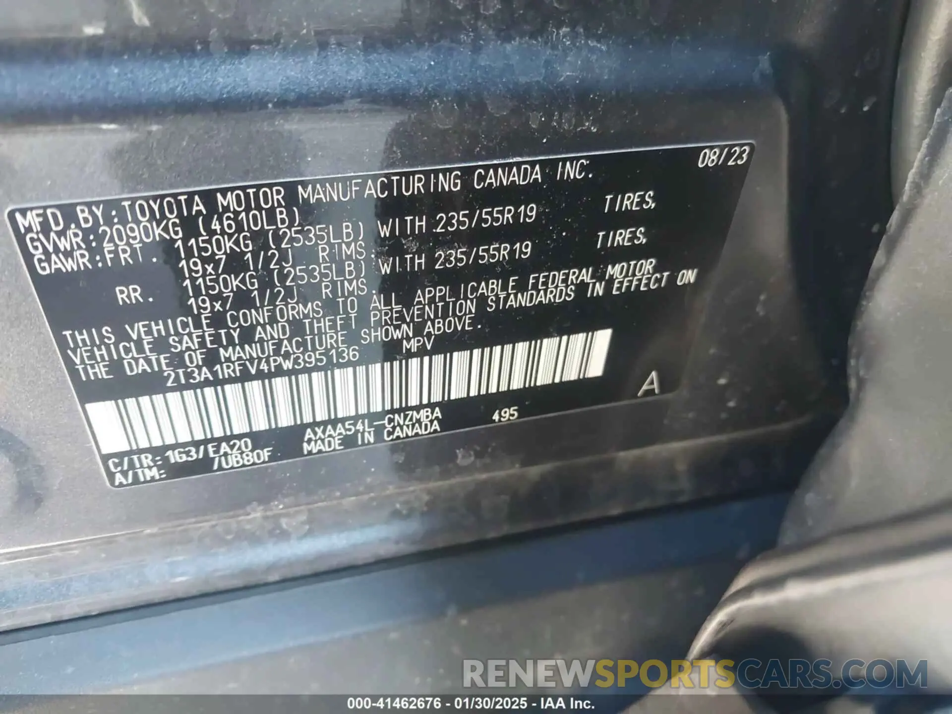 9 fotografías del automóvil dañado 2T3A1RFV4PW395136 TOYOTA RAV4 2023