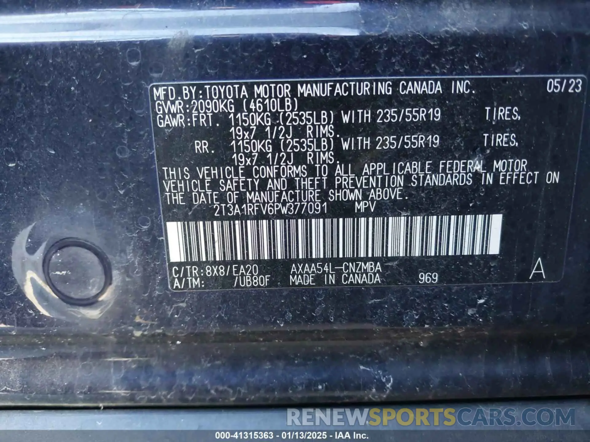 9 fotografías del automóvil dañado 2T3A1RFV6PW377091 TOYOTA RAV4 2023