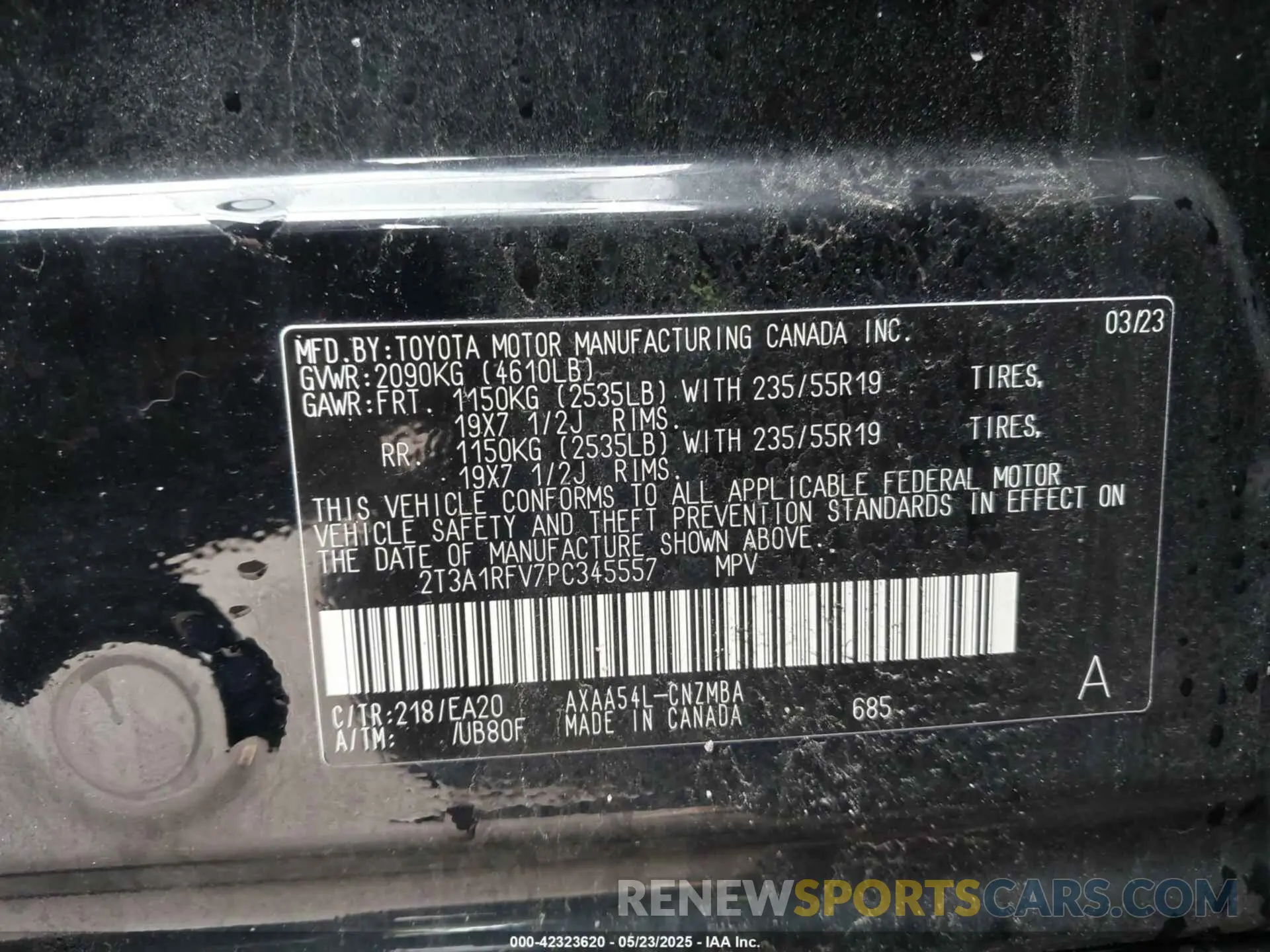 9 fotografías del automóvil dañado 2T3A1RFV7PC345557 TOYOTA RAV4 2023
