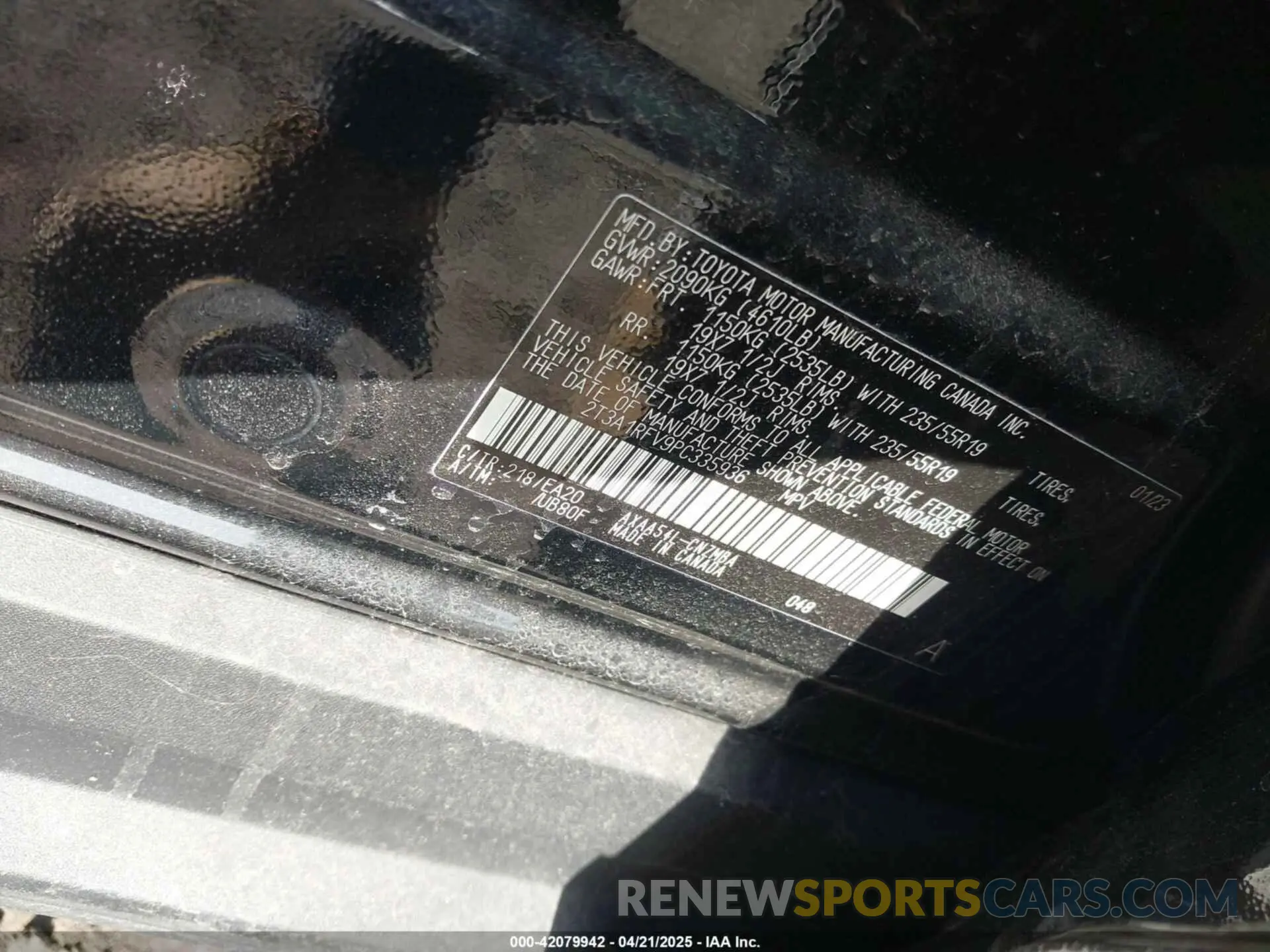 9 fotografías del automóvil dañado 2T3A1RFV9PC335936 TOYOTA RAV4 2023
