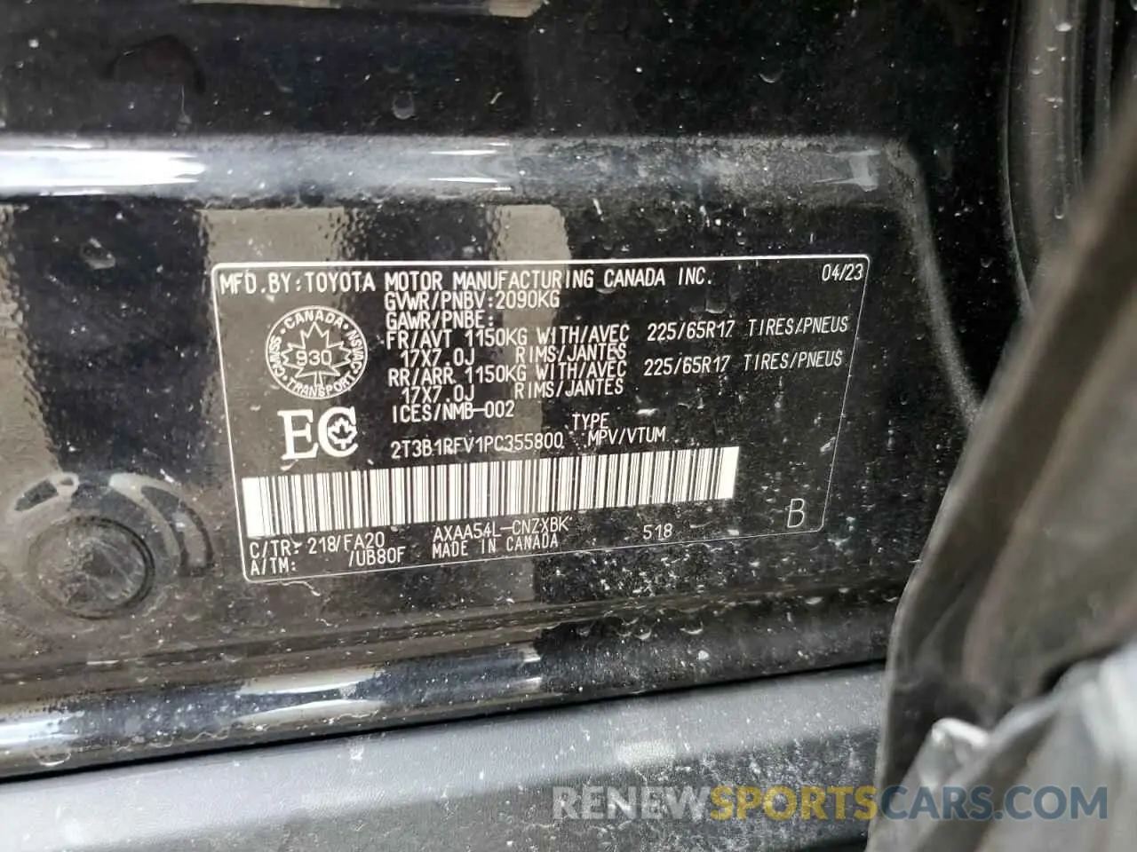 13 fotografías del automóvil dañado 2T3B1RFV1PC355800 TOYOTA RAV4 2023