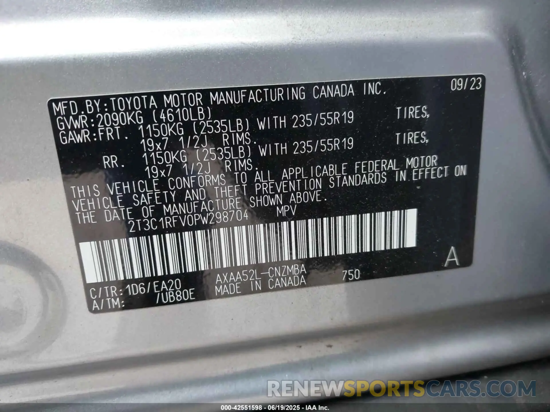 9 fotografías del automóvil dañado 2T3C1RFV0PW298704 TOYOTA RAV4 2023