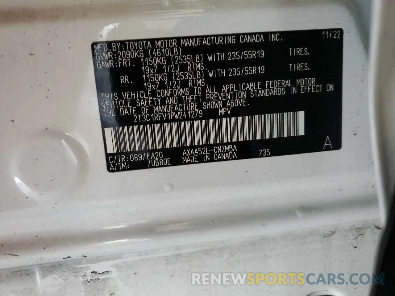 14 fotografías del automóvil dañado 2T3C1RFV1PW241279 TOYOTA RAV4 2023