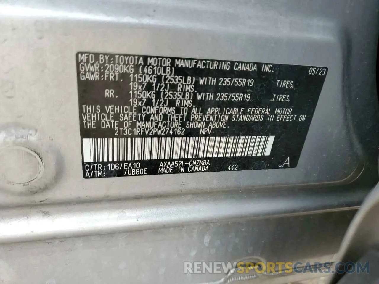 13 fotografías del automóvil dañado 2T3C1RFV2PW274162 TOYOTA RAV4 2023