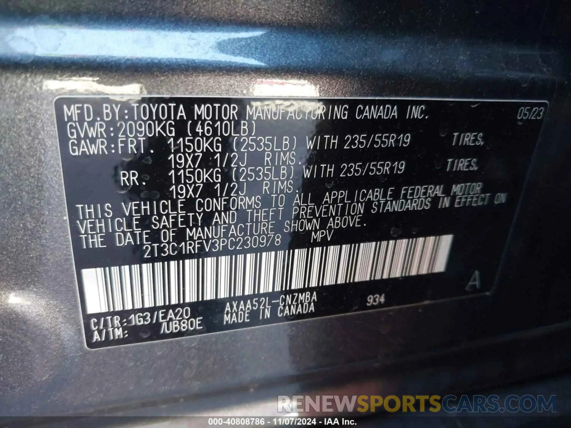 9 fotografías del automóvil dañado 2T3C1RFV3PC230978 TOYOTA RAV4 2023