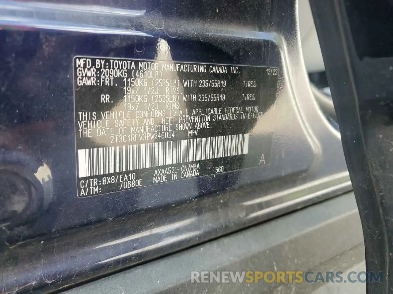 13 fotografías del automóvil dañado 2T3C1RFV3PW246094 TOYOTA RAV4 2023