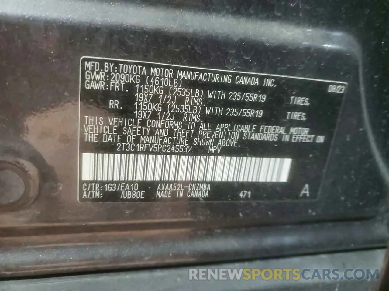 15 fotografías del automóvil dañado 2T3C1RFV5PC245532 TOYOTA RAV4 2023