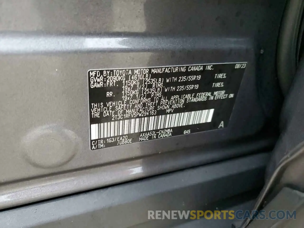 13 fotografías del automóvil dañado 2T3C1RFV5PW294163 TOYOTA RAV4 2023