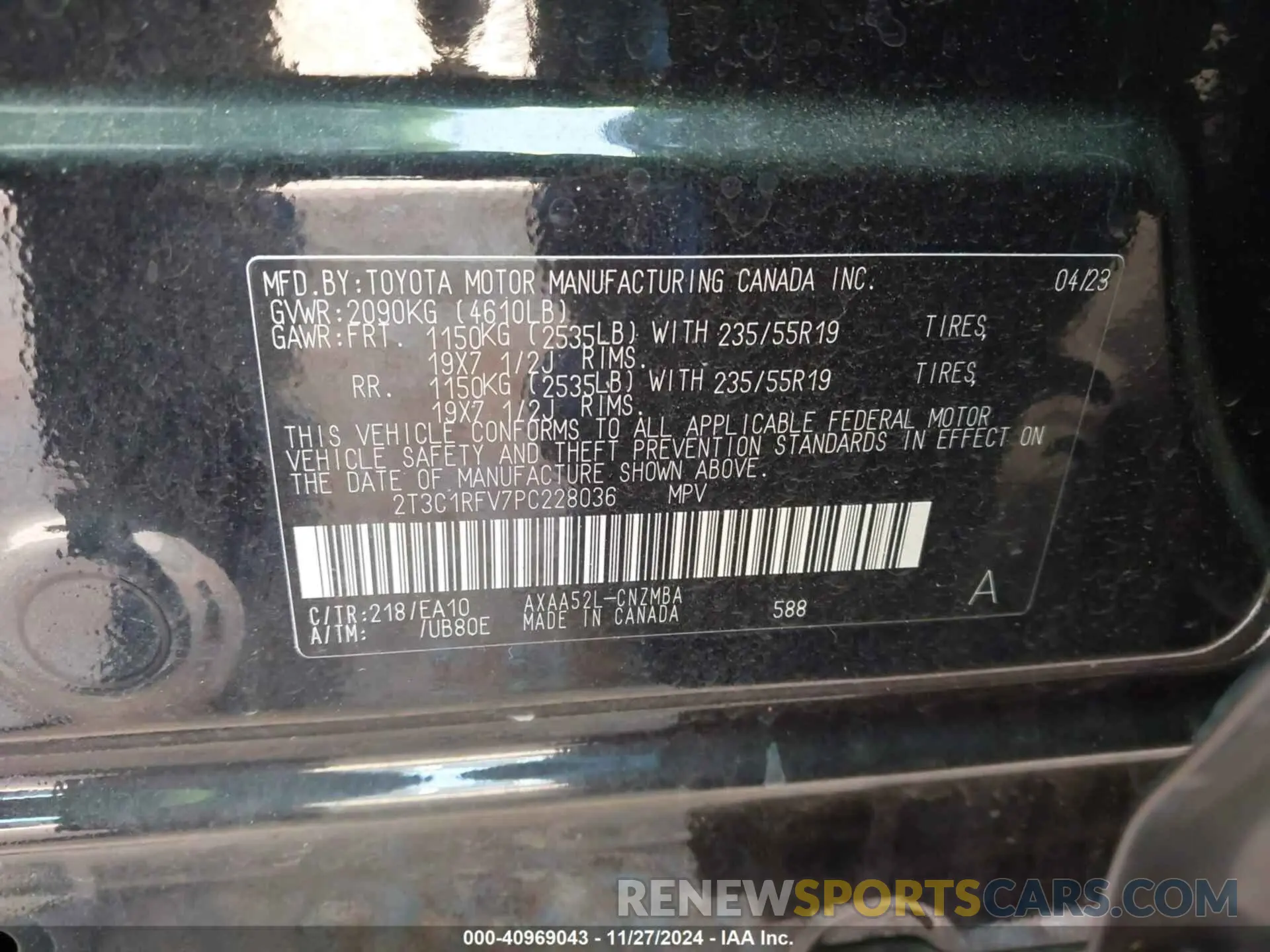 9 fotografías del automóvil dañado 2T3C1RFV7PC228036 TOYOTA RAV4 2023
