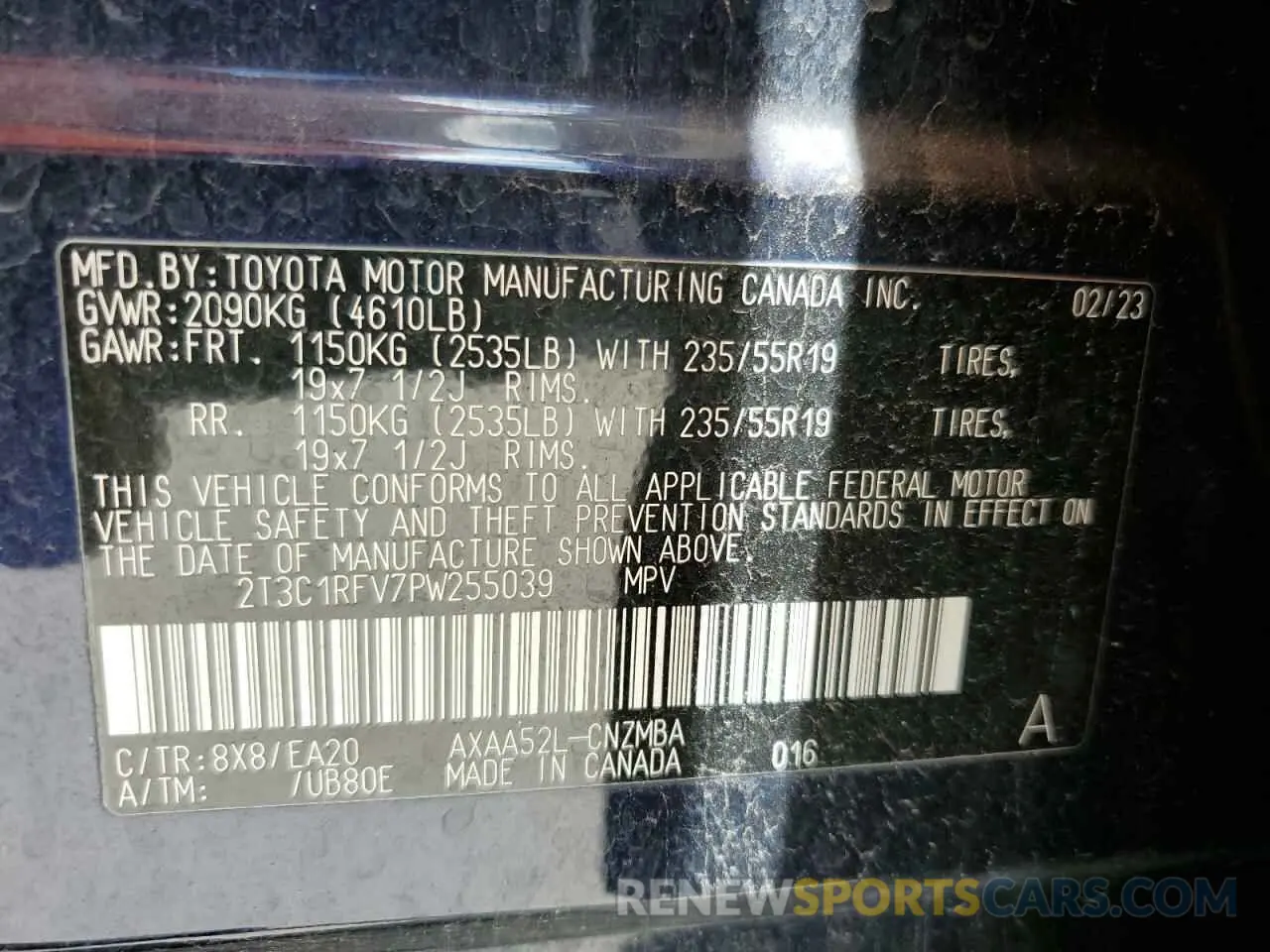 13 fotografías del automóvil dañado 2T3C1RFV7PW255039 TOYOTA RAV4 2023