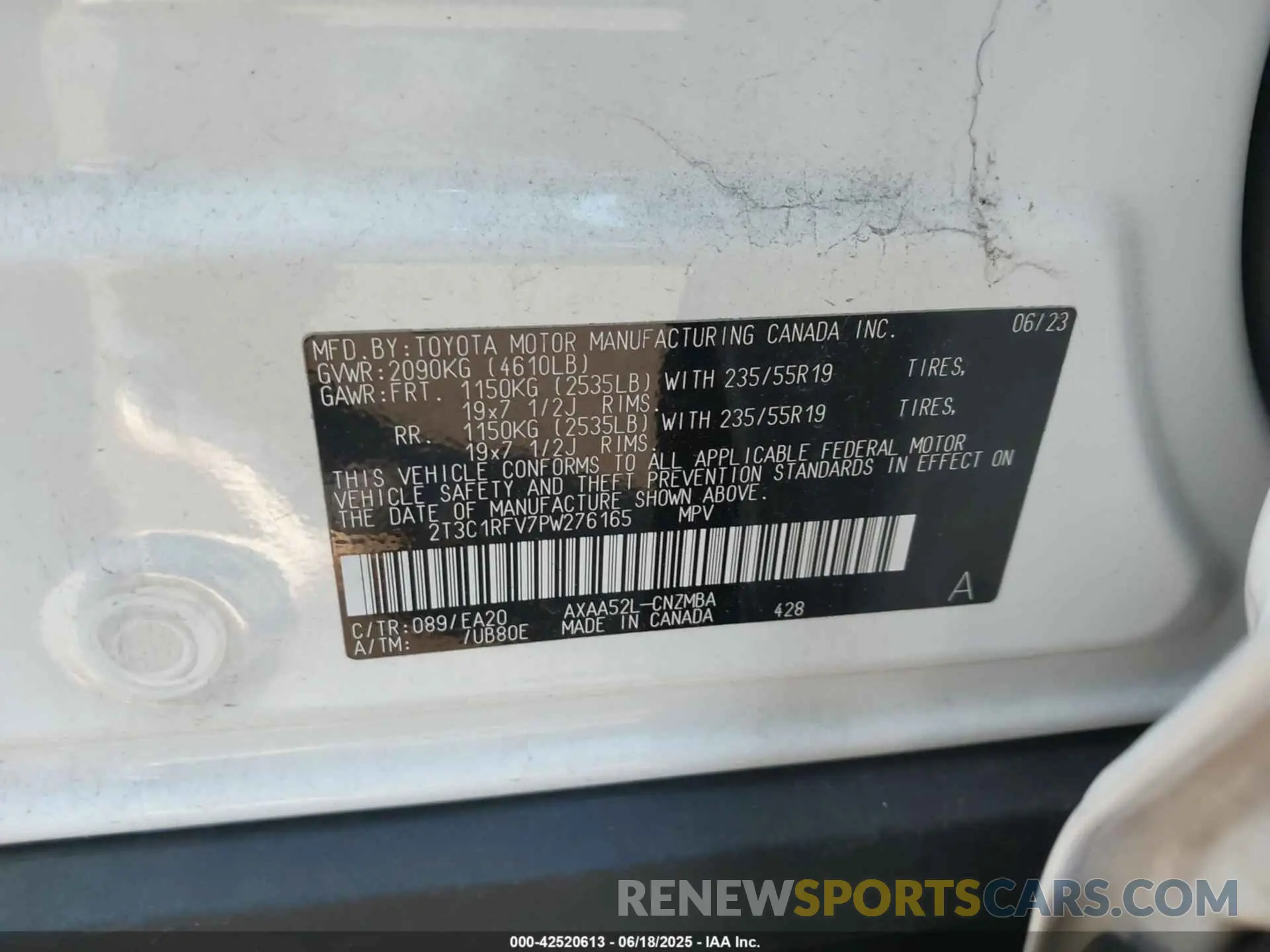 9 fotografías del automóvil dañado 2T3C1RFV7PW276165 TOYOTA RAV4 2023