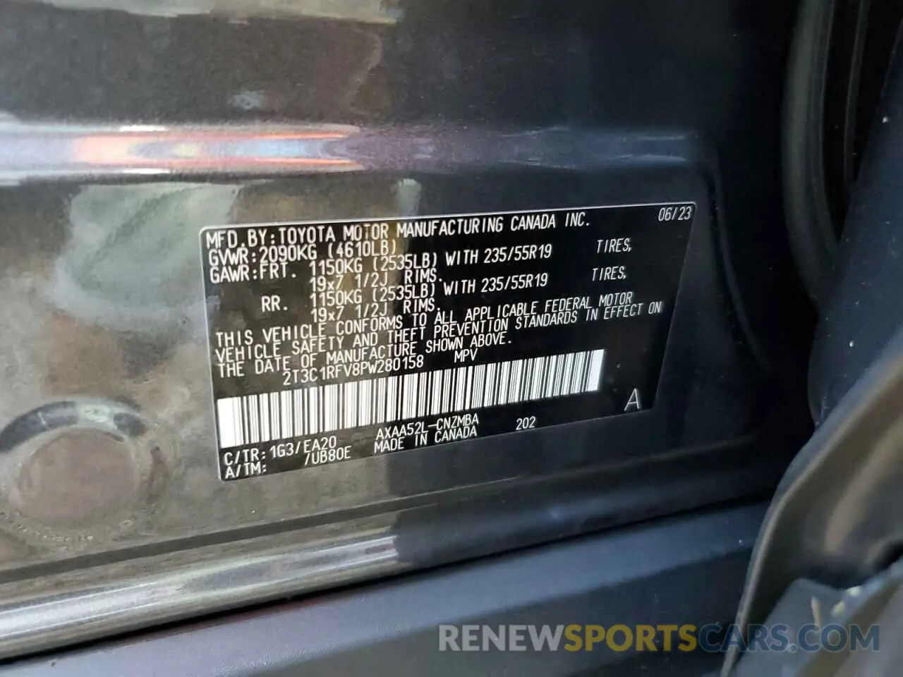 14 fotografías del automóvil dañado 2T3C1RFV8PW280158 TOYOTA RAV4 2023