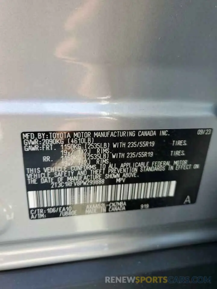 14 fotografías del automóvil dañado 2T3C1RFV8PW299888 TOYOTA RAV4 2023