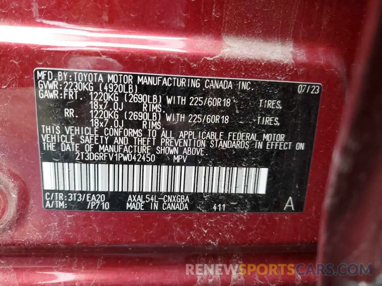 13 fotografías del automóvil dañado 2T3D6RFV1PW042450 TOYOTA RAV4 2023
