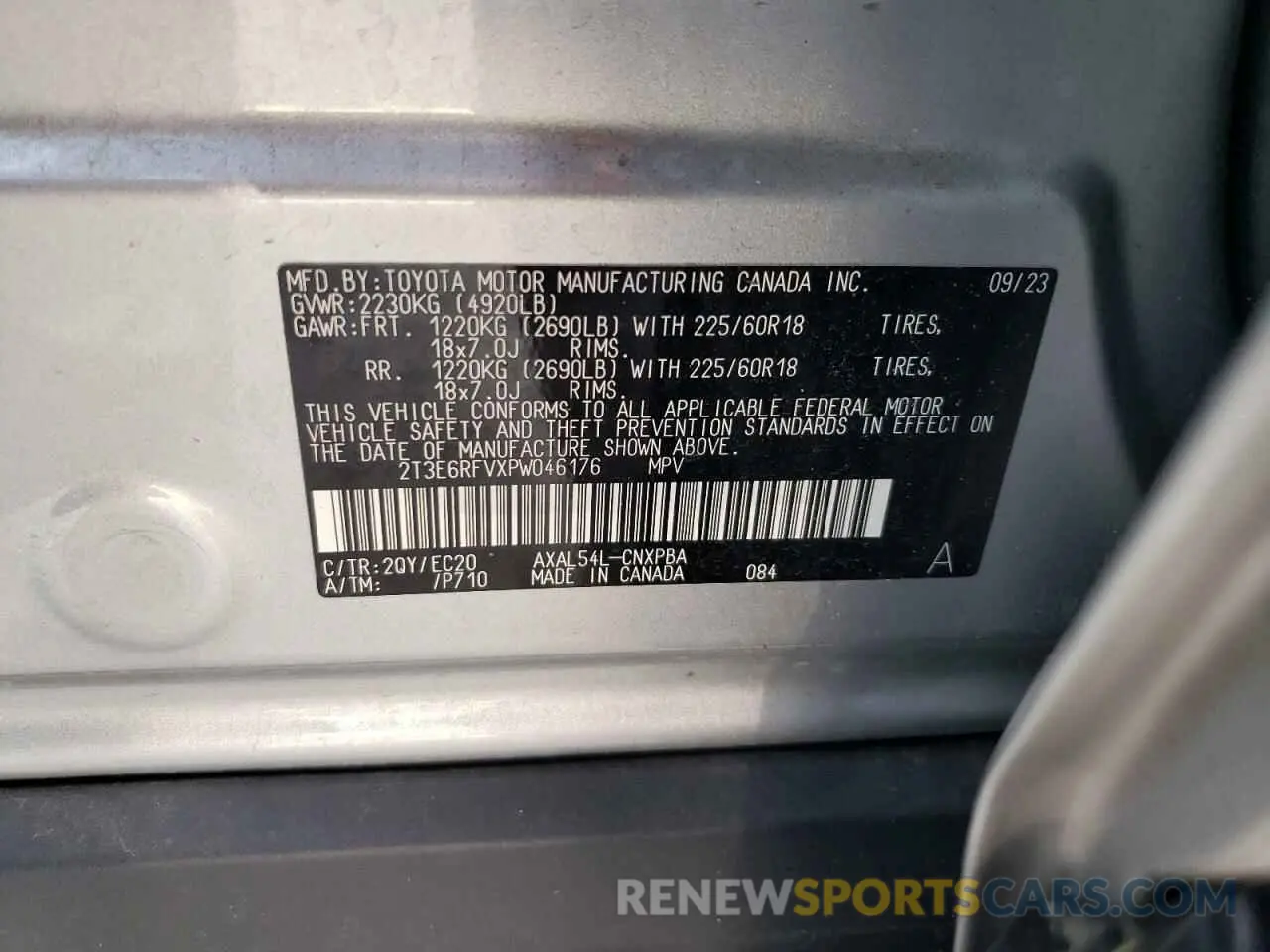 13 fotografías del automóvil dañado 2T3E6RFVXPW046176 TOYOTA RAV4 2023