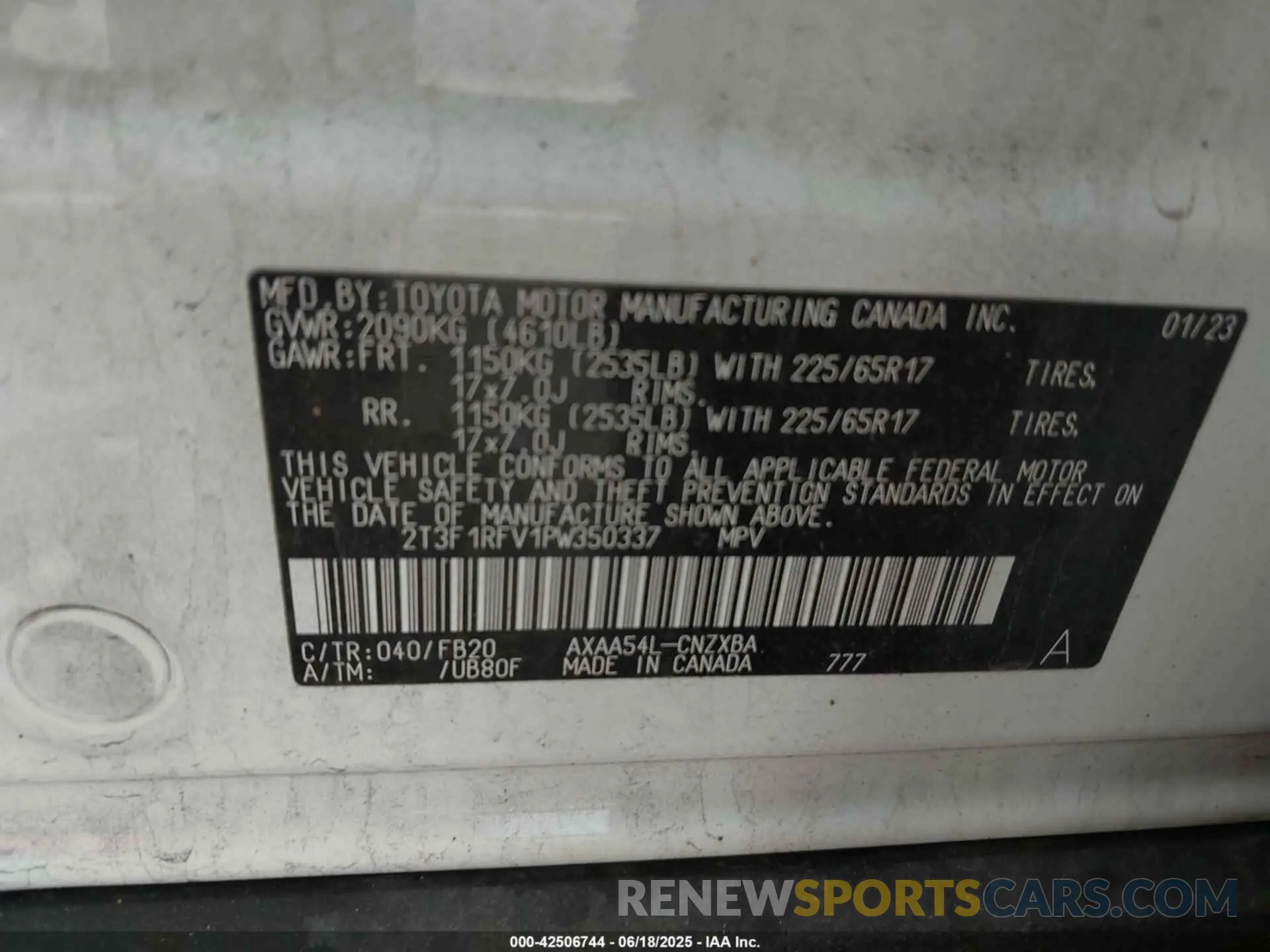 9 fotografías del automóvil dañado 2T3F1RFV1PW350337 TOYOTA RAV4 2023