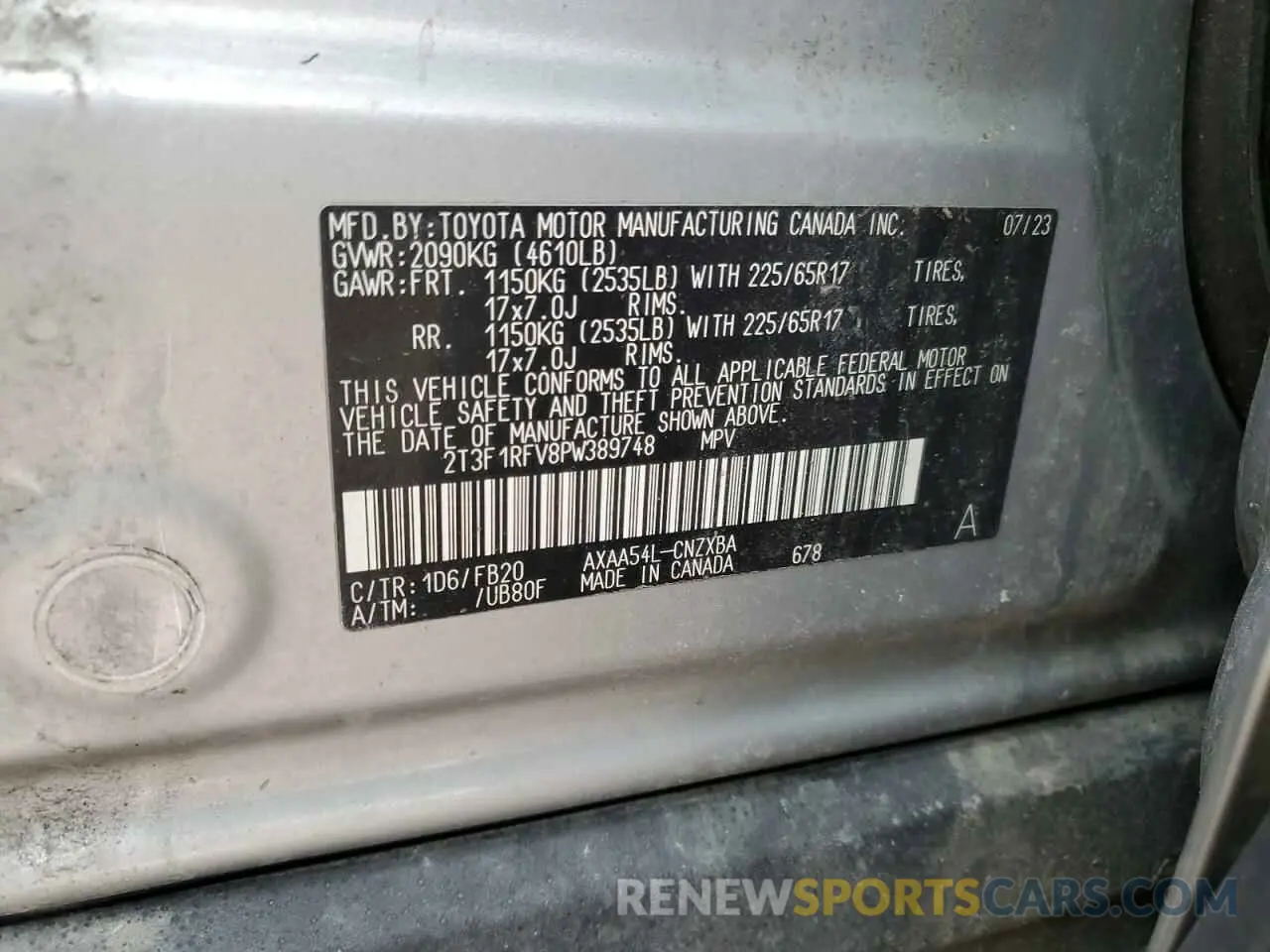 13 fotografías del automóvil dañado 2T3F1RFV8PW389748 TOYOTA RAV4 2023