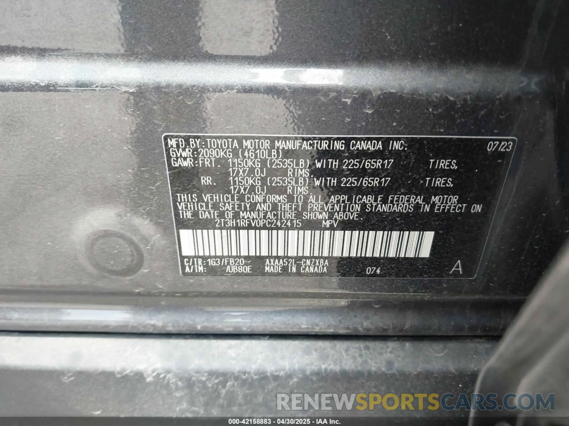 9 fotografías del automóvil dañado 2T3H1RFV0PC242415 TOYOTA RAV4 2023