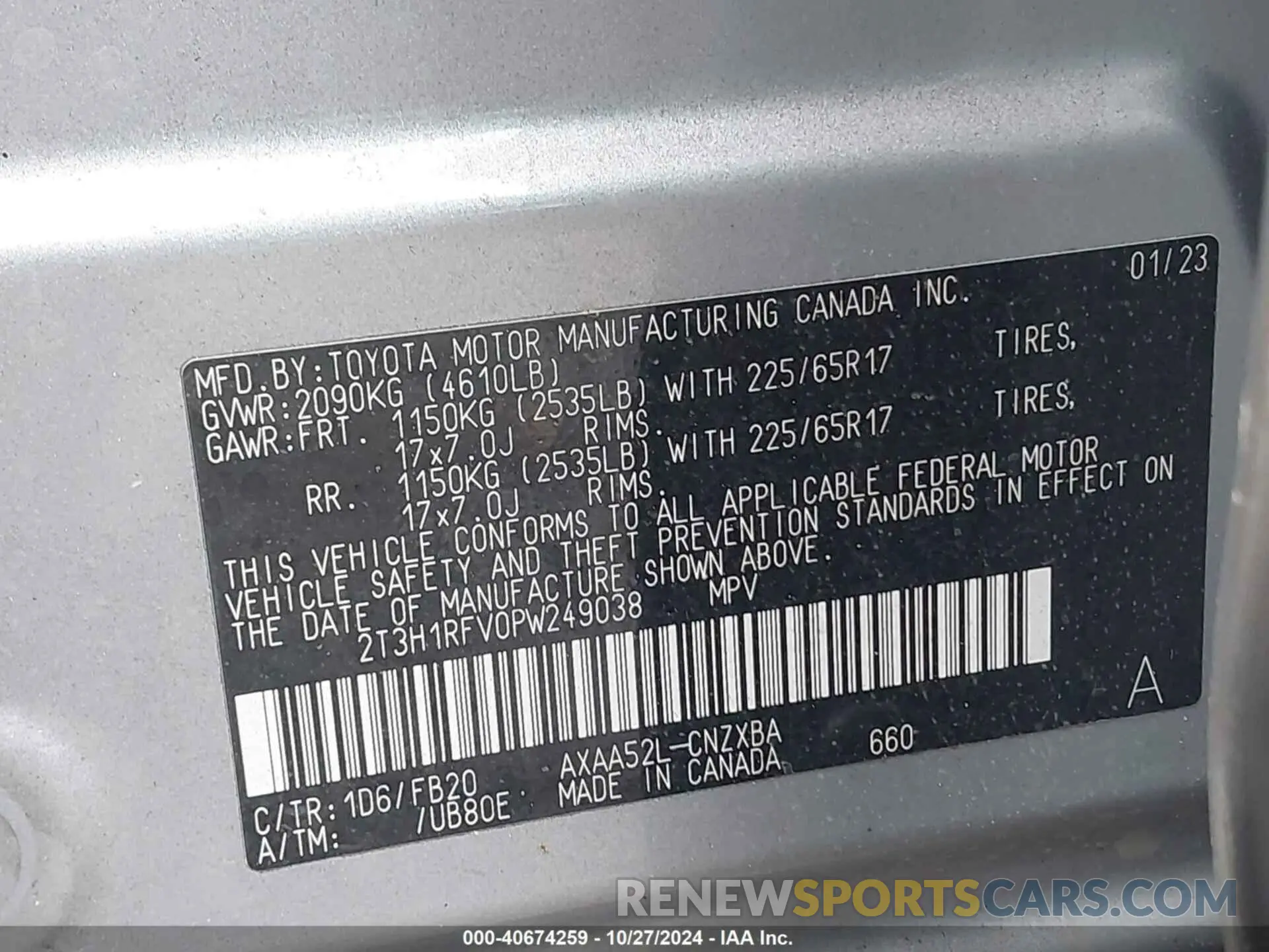 9 fotografías del automóvil dañado 2T3H1RFV0PW249038 TOYOTA RAV4 2023